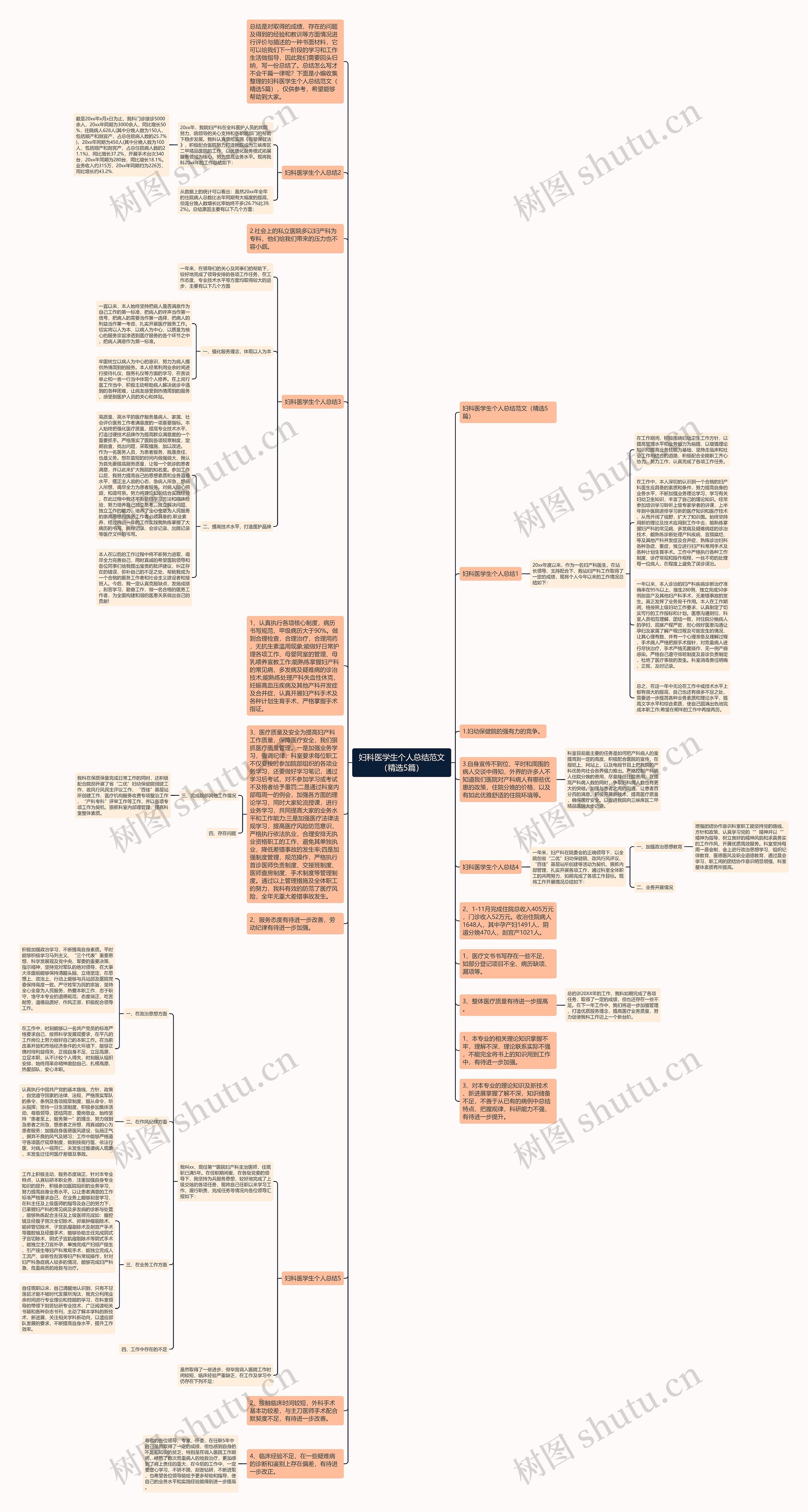 妇科医学生个人总结范文（精选5篇）思维导图