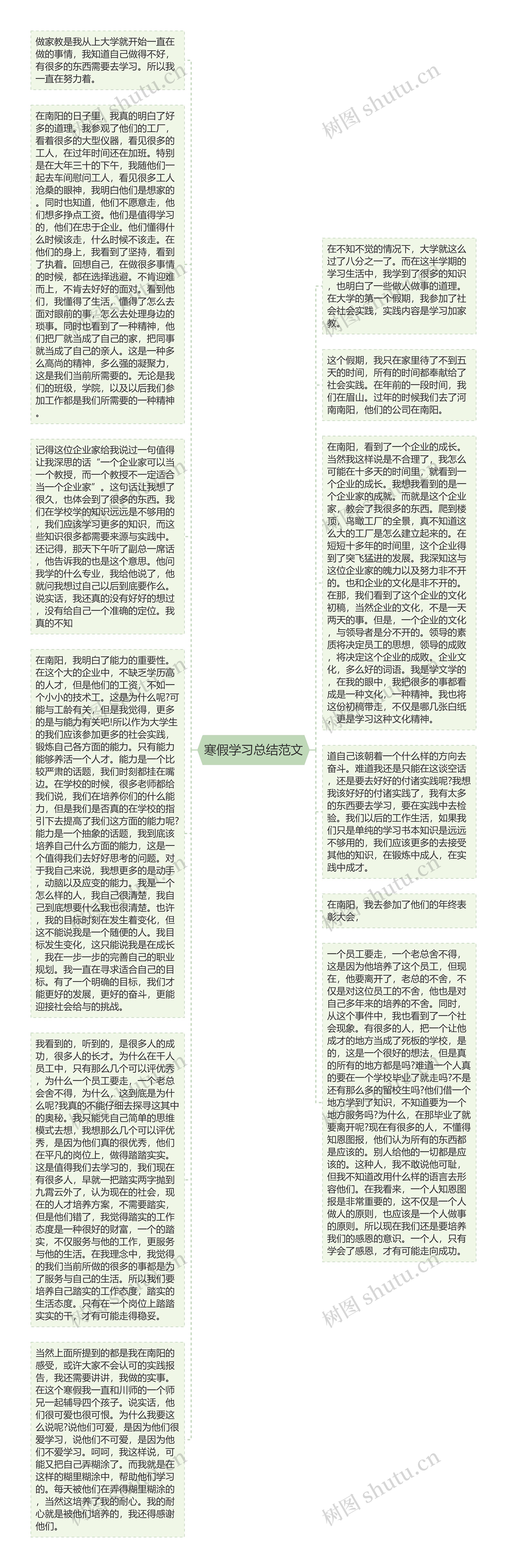 寒假学习总结范文思维导图