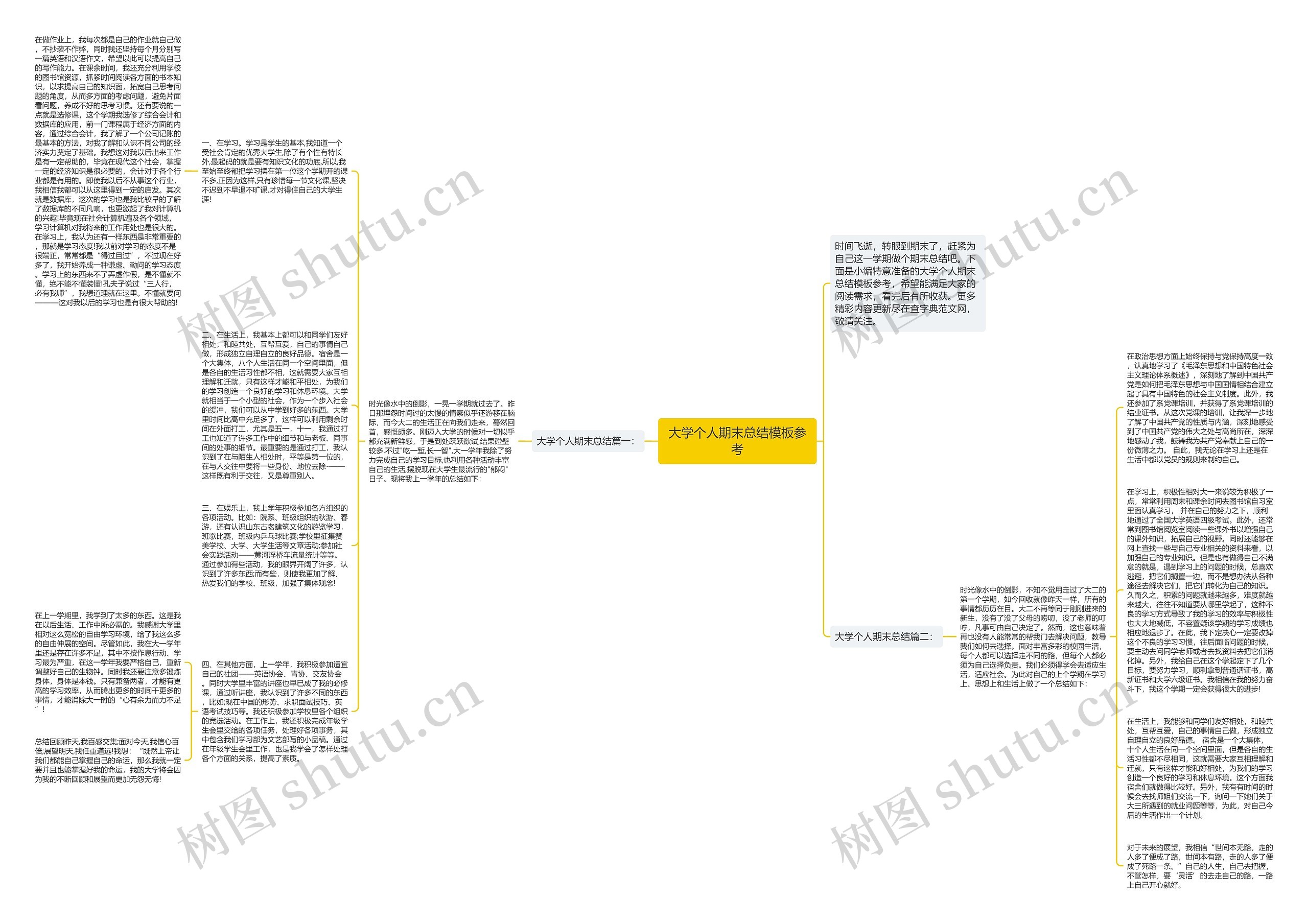 大学个人期末总结参考思维导图