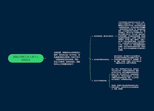 保险公司新工作人员个人总结范文