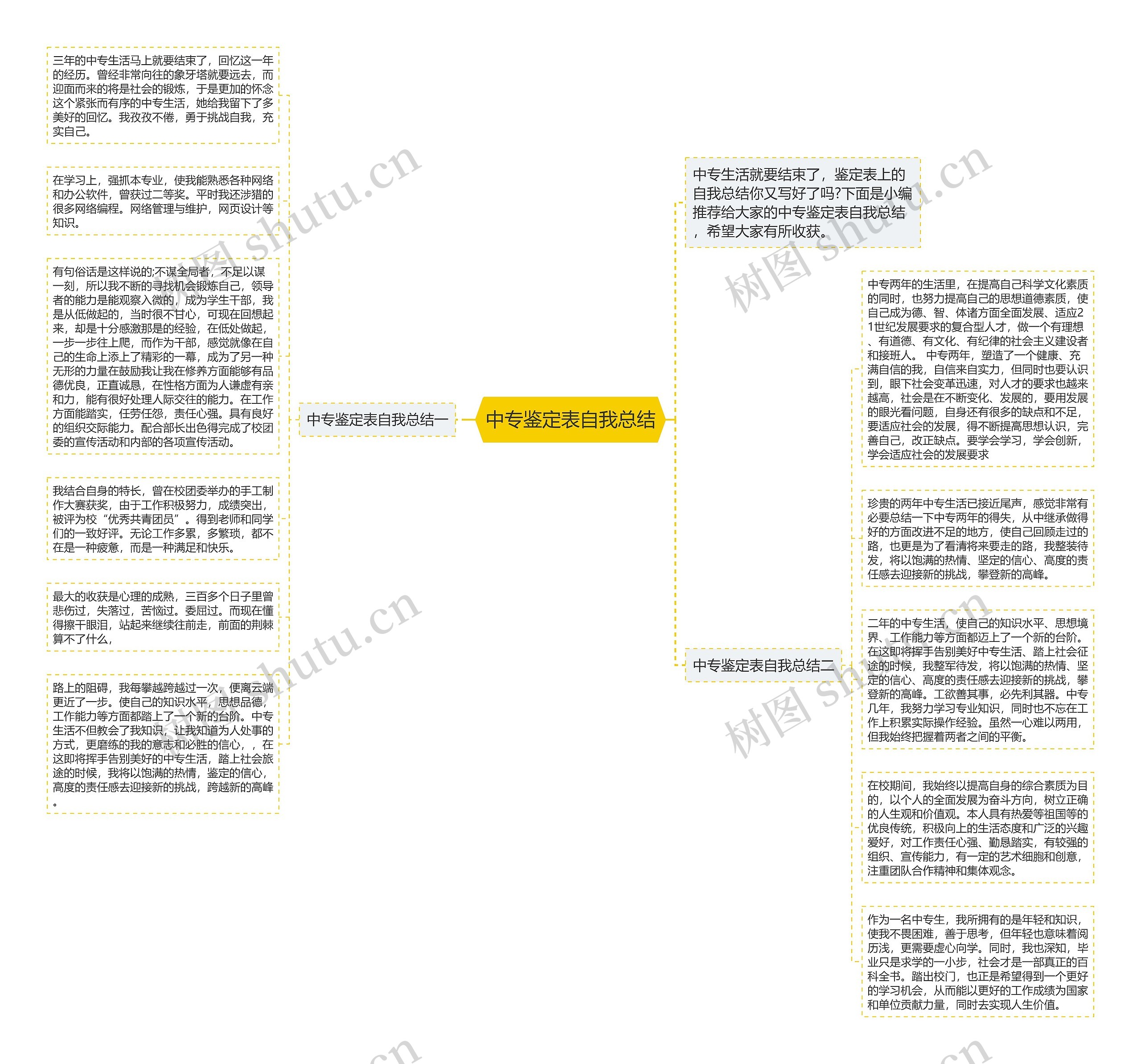 中专鉴定表自我总结思维导图