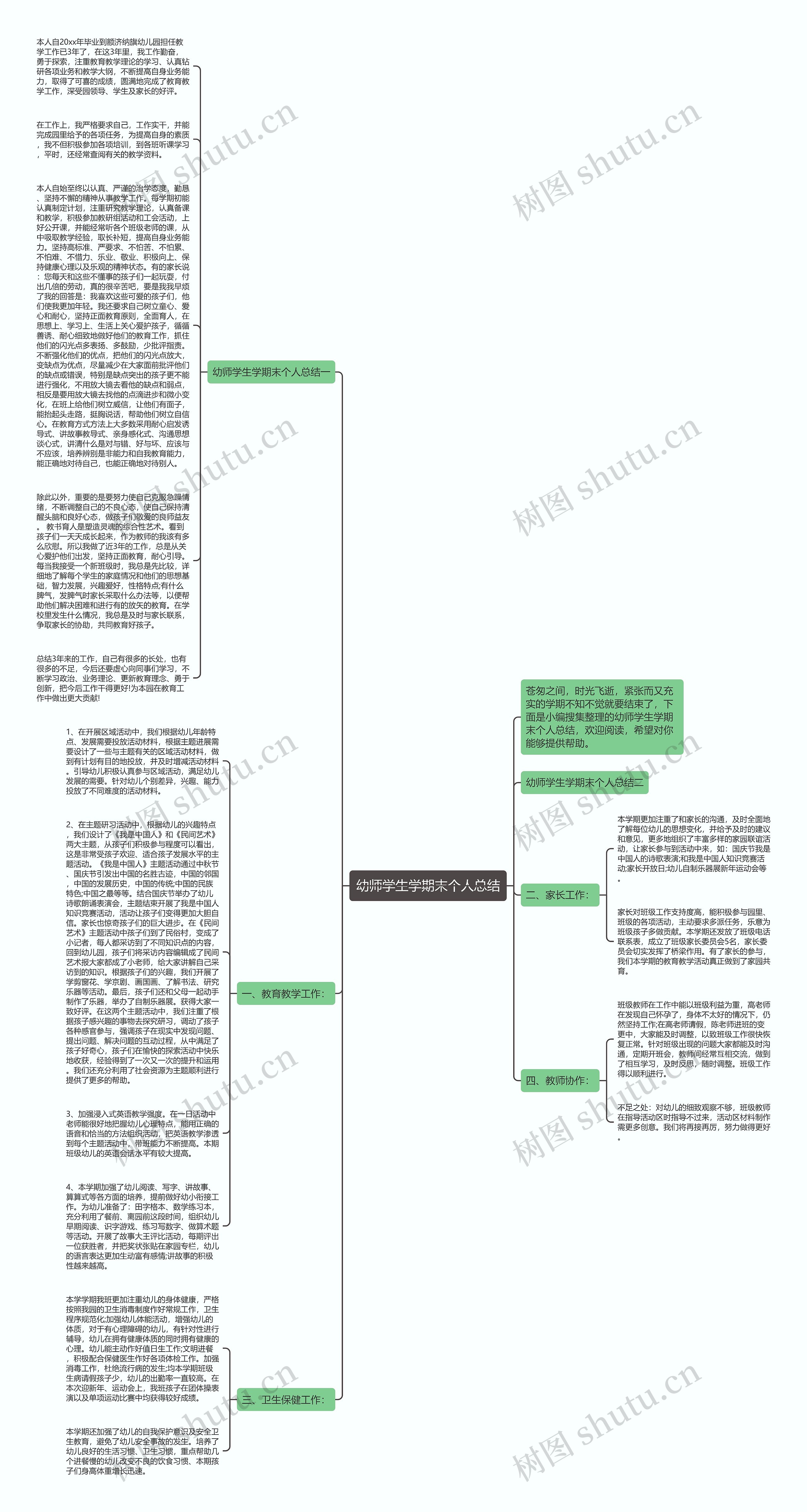 幼师学生学期末个人总结思维导图