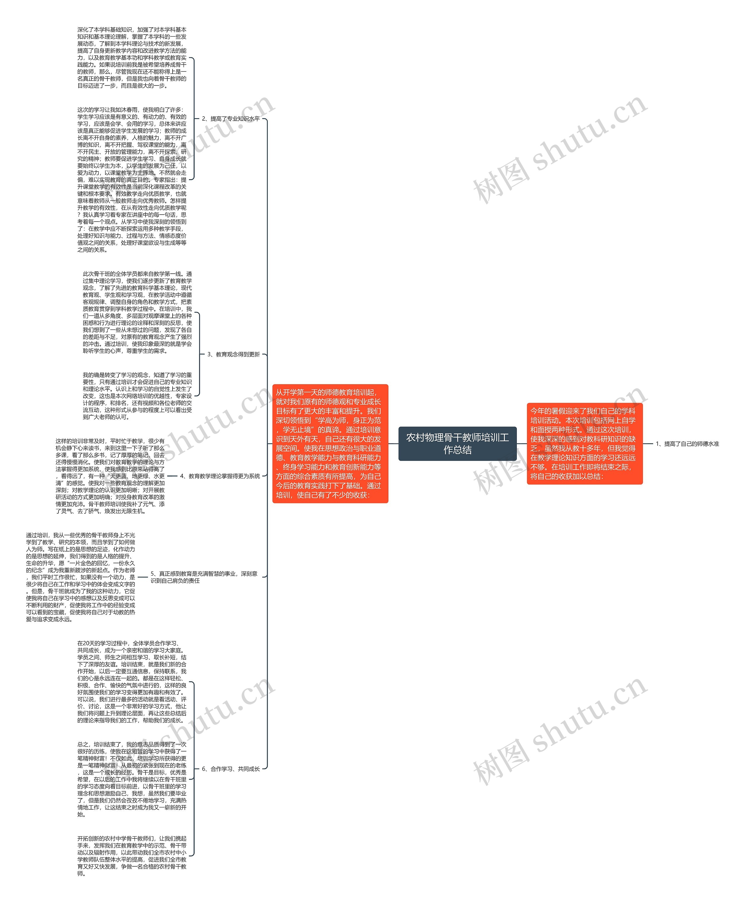 农村物理骨干教师培训工作总结思维导图