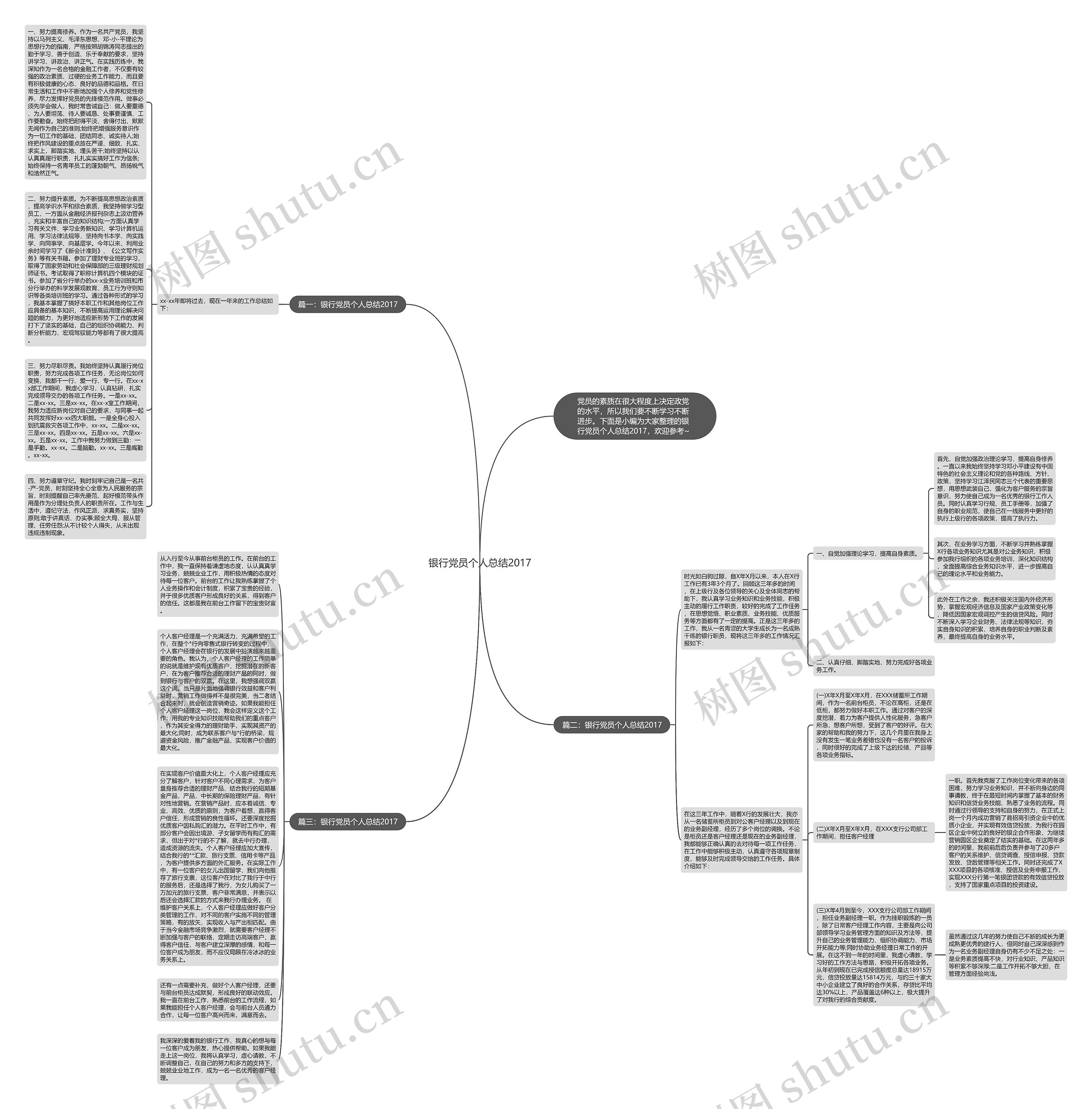 银行党员个人总结2017思维导图
