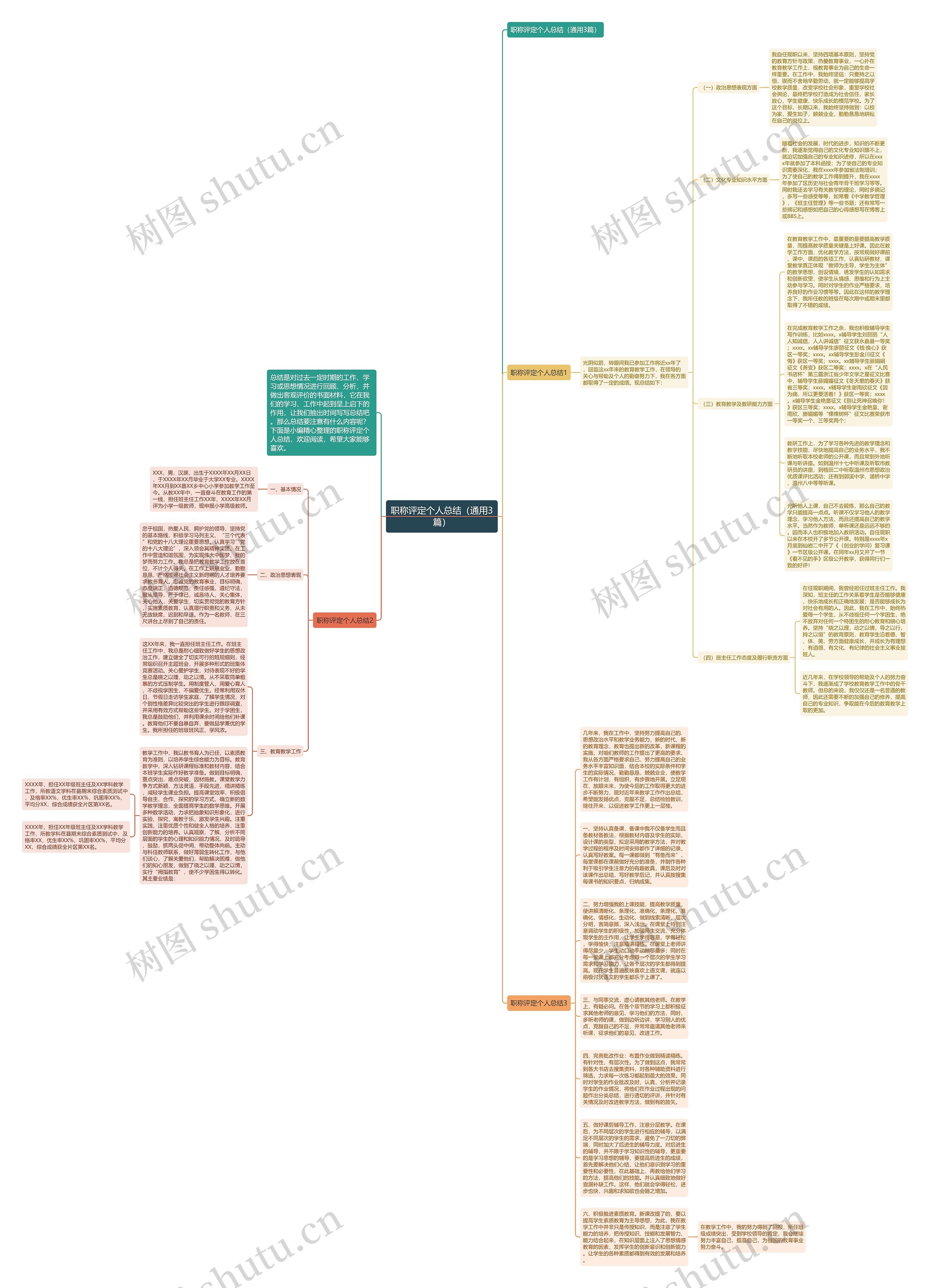 职称评定个人总结（通用3篇）思维导图