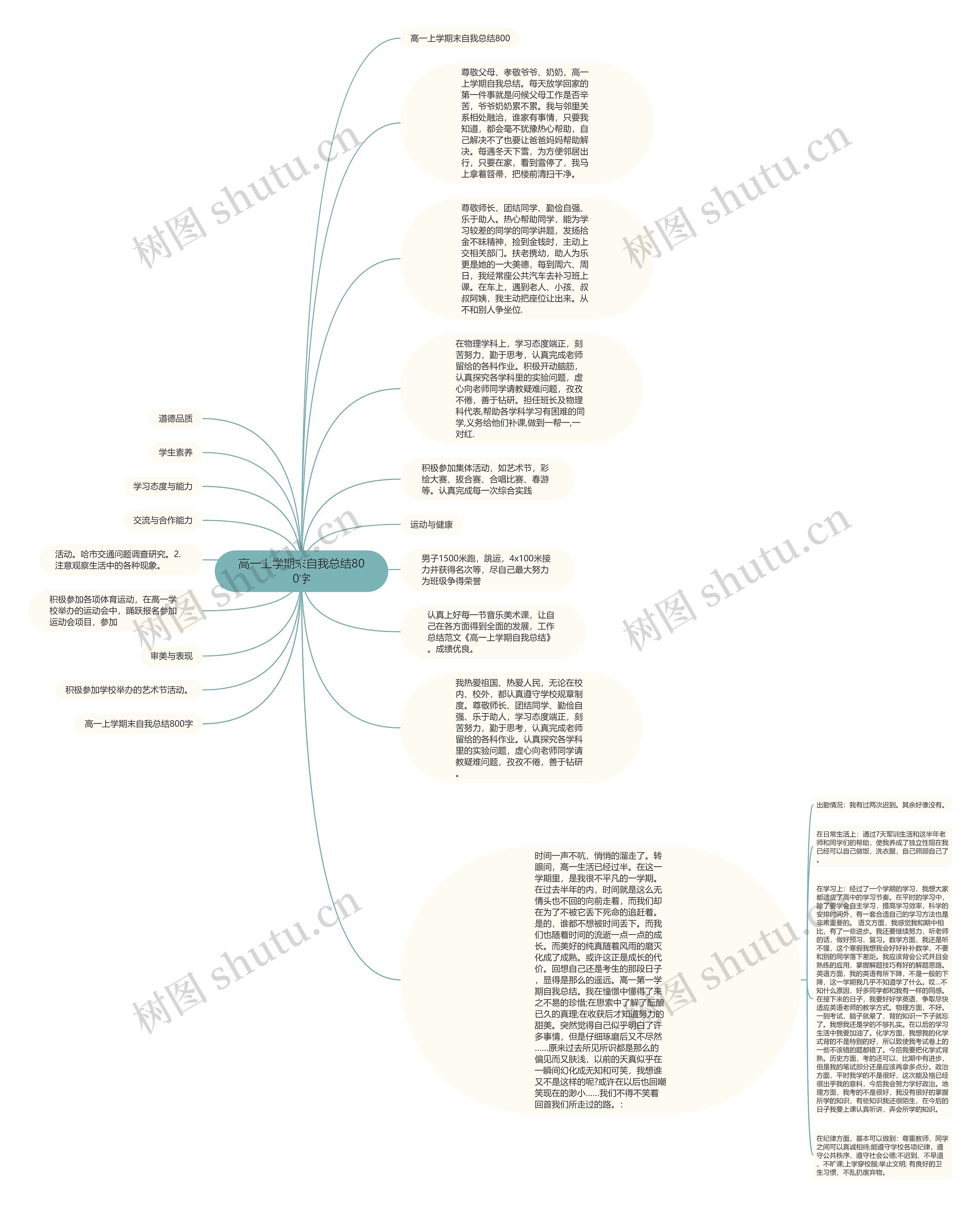 高一上学期末自我总结800字思维导图
