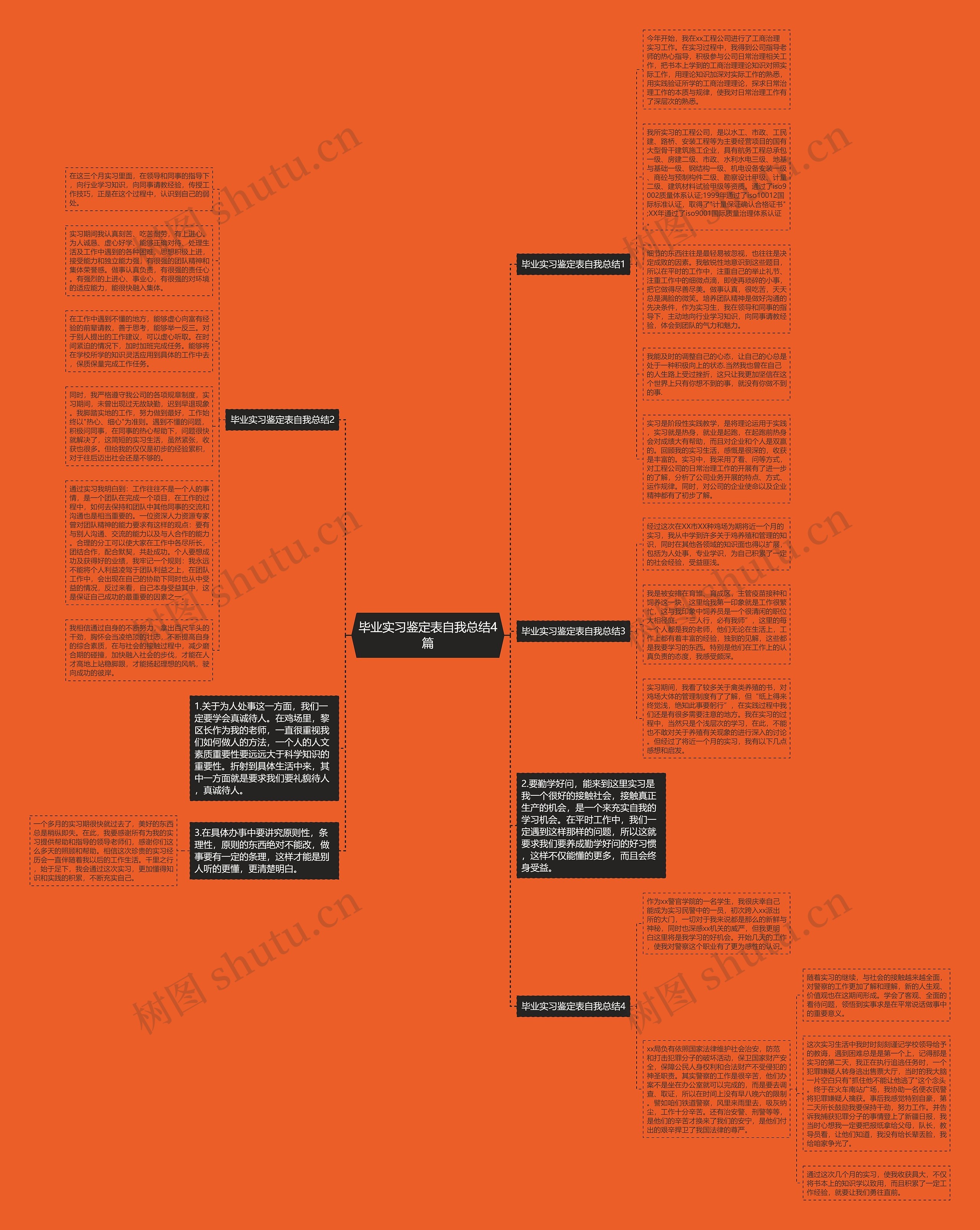 毕业实习鉴定表自我总结4篇思维导图