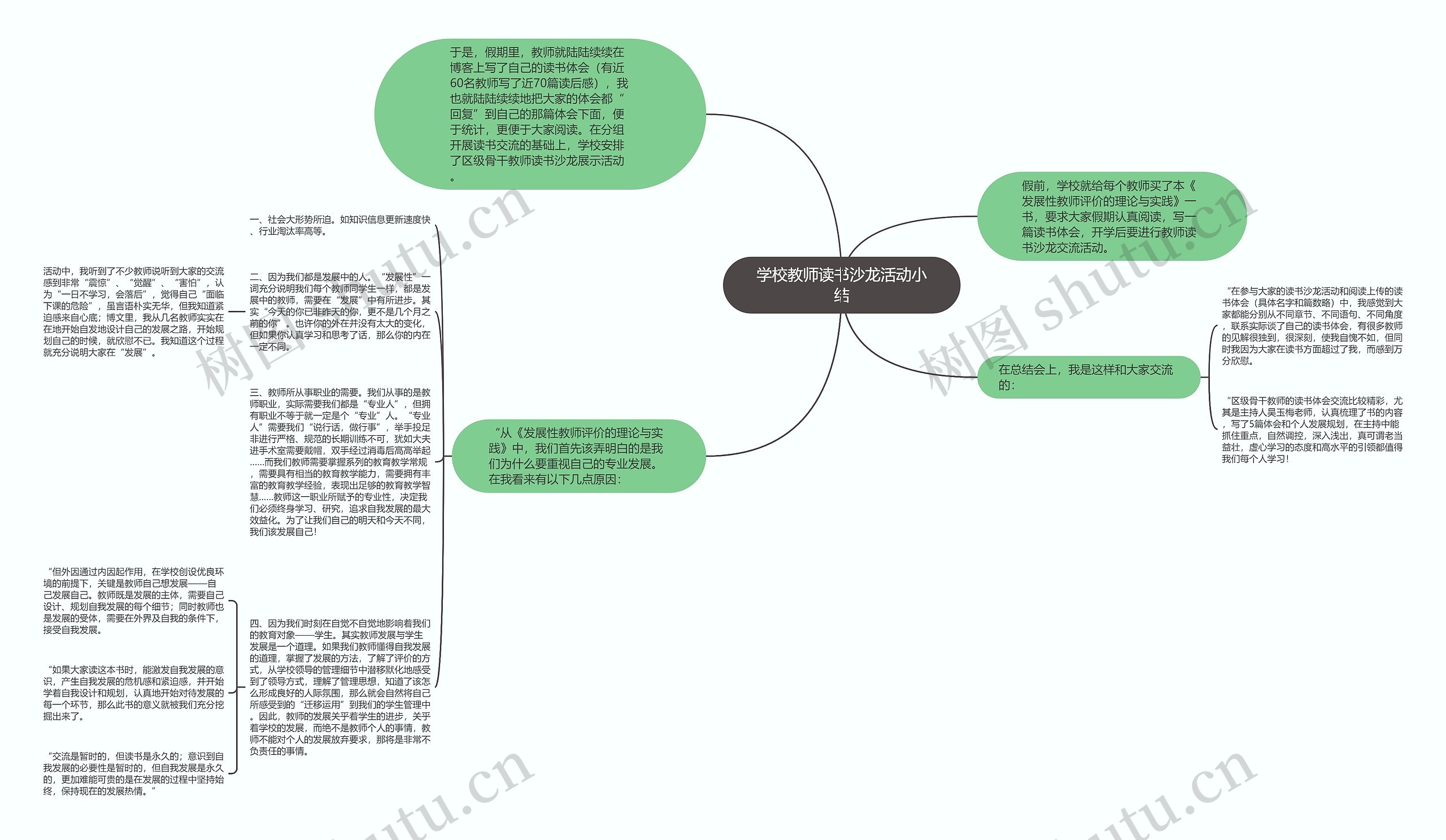 学校教师读书沙龙活动小结思维导图