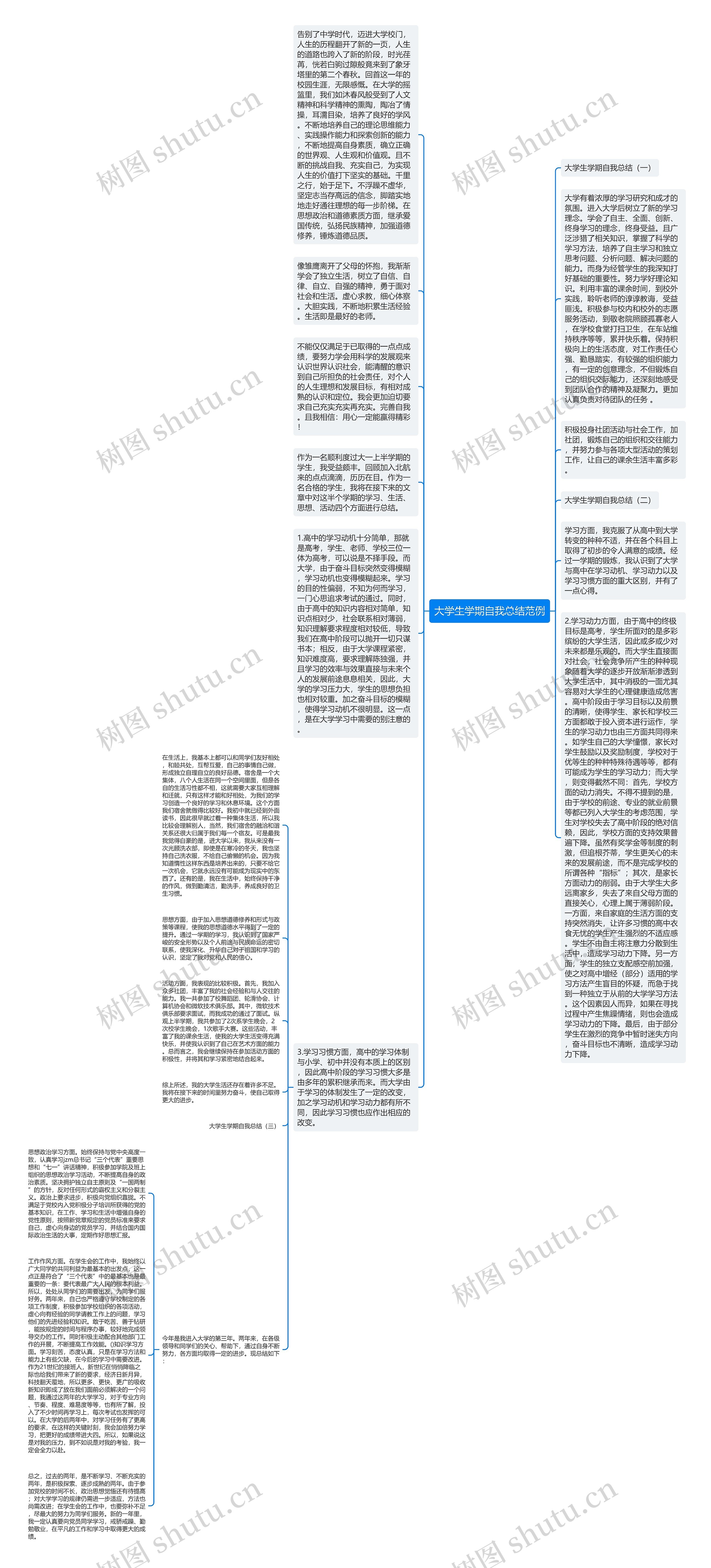 大学生学期自我总结范例思维导图