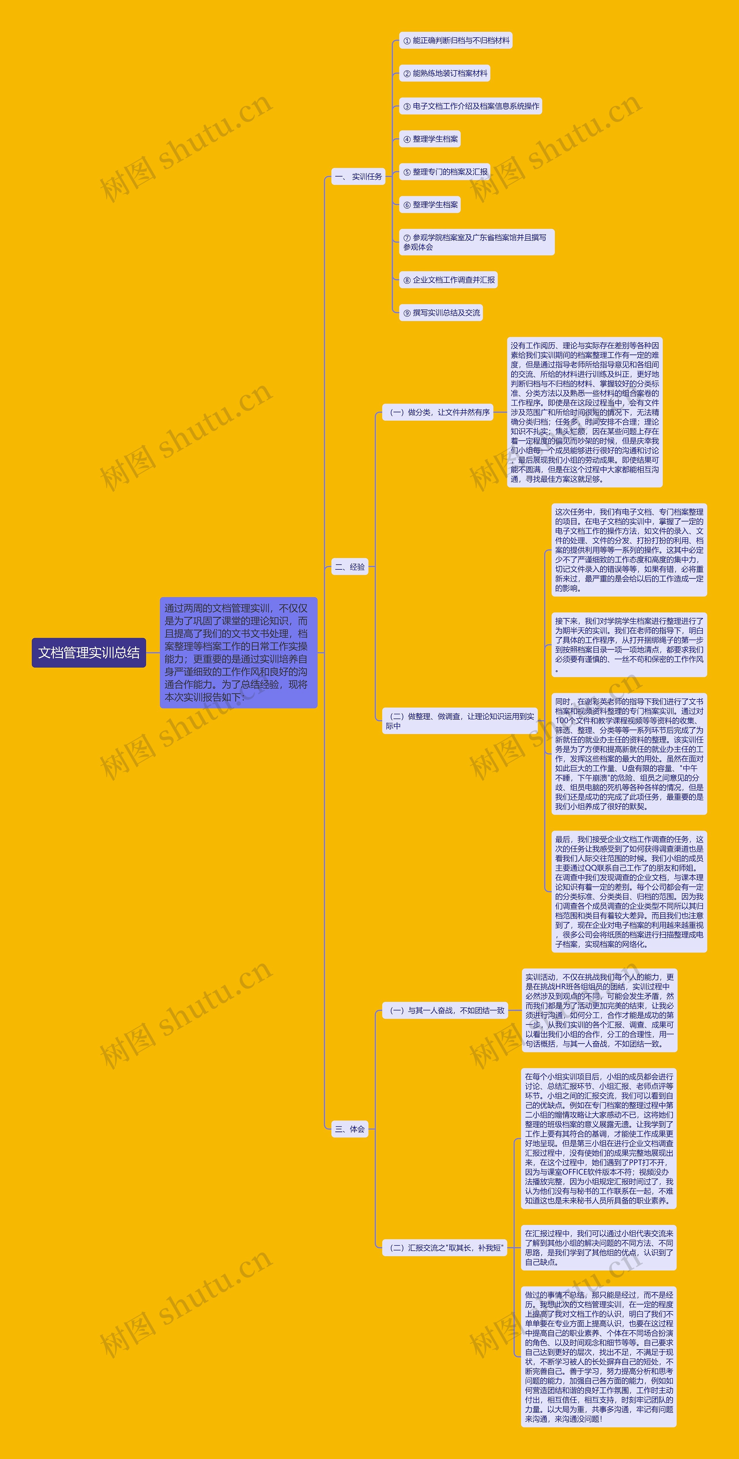 文档管理实训总结思维导图