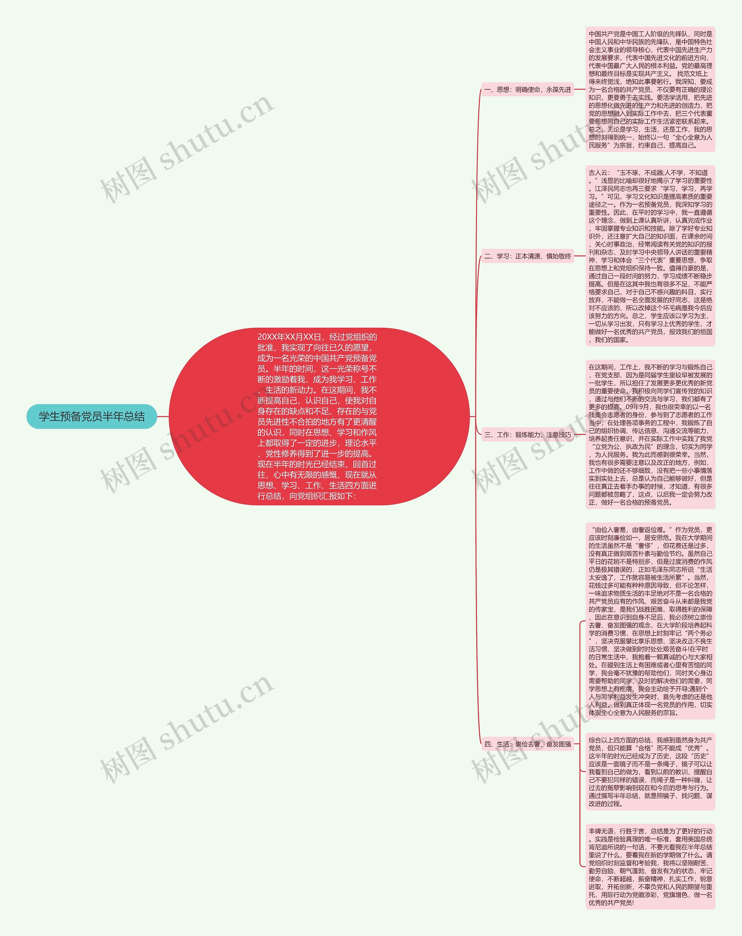 学生预备党员半年总结思维导图