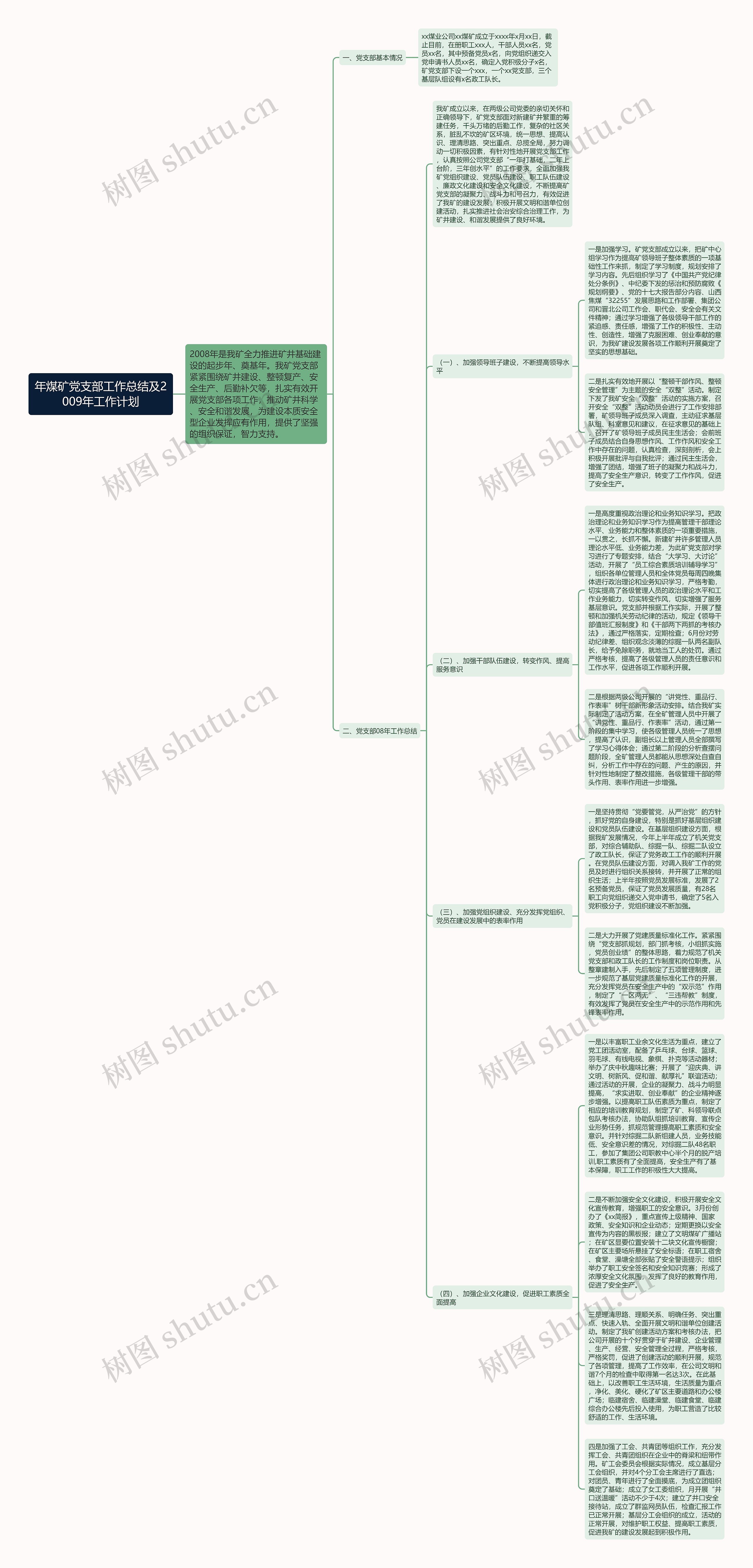年煤矿党支部工作总结及2009年工作计划思维导图