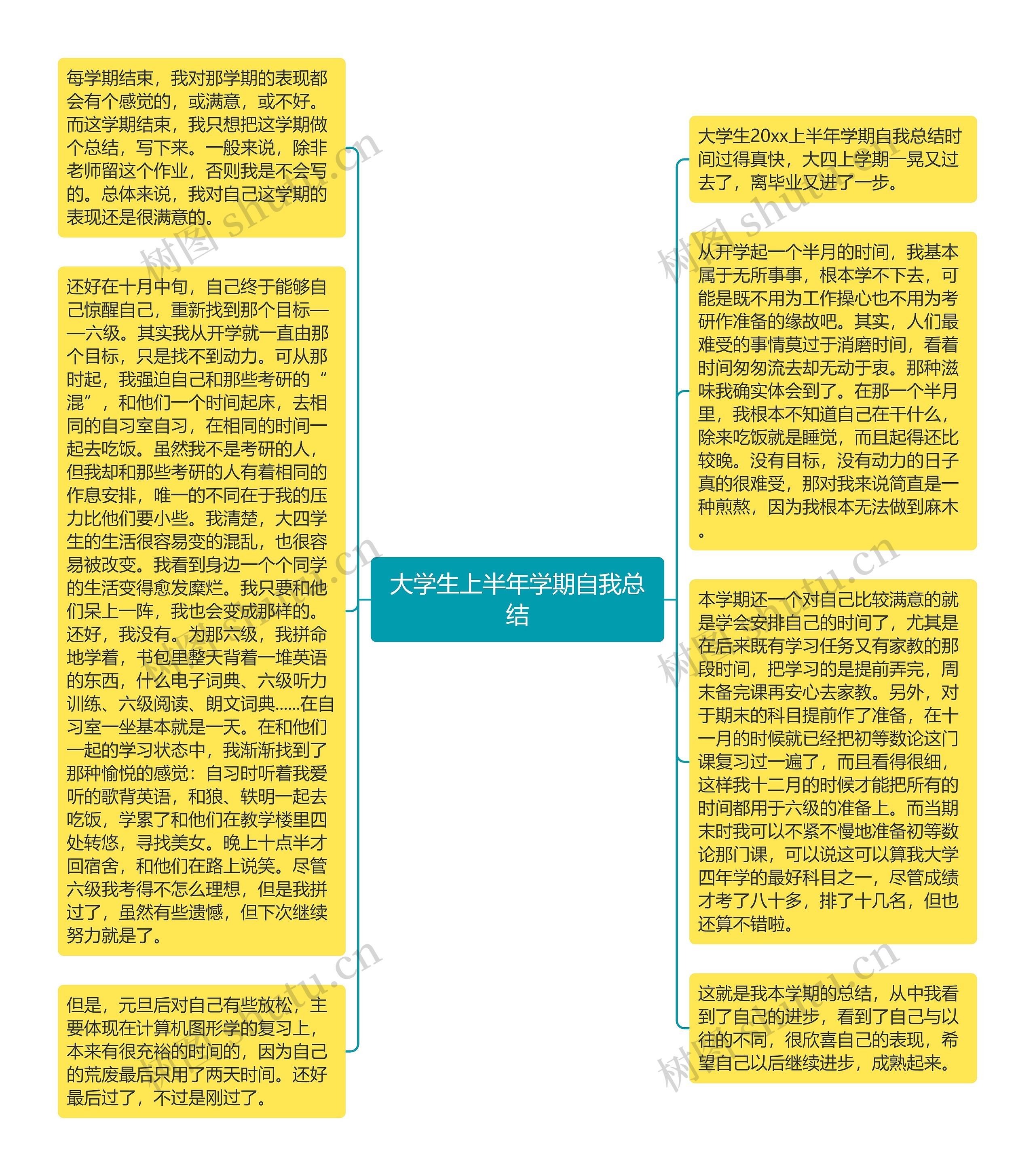 大学生上半年学期自我总结思维导图