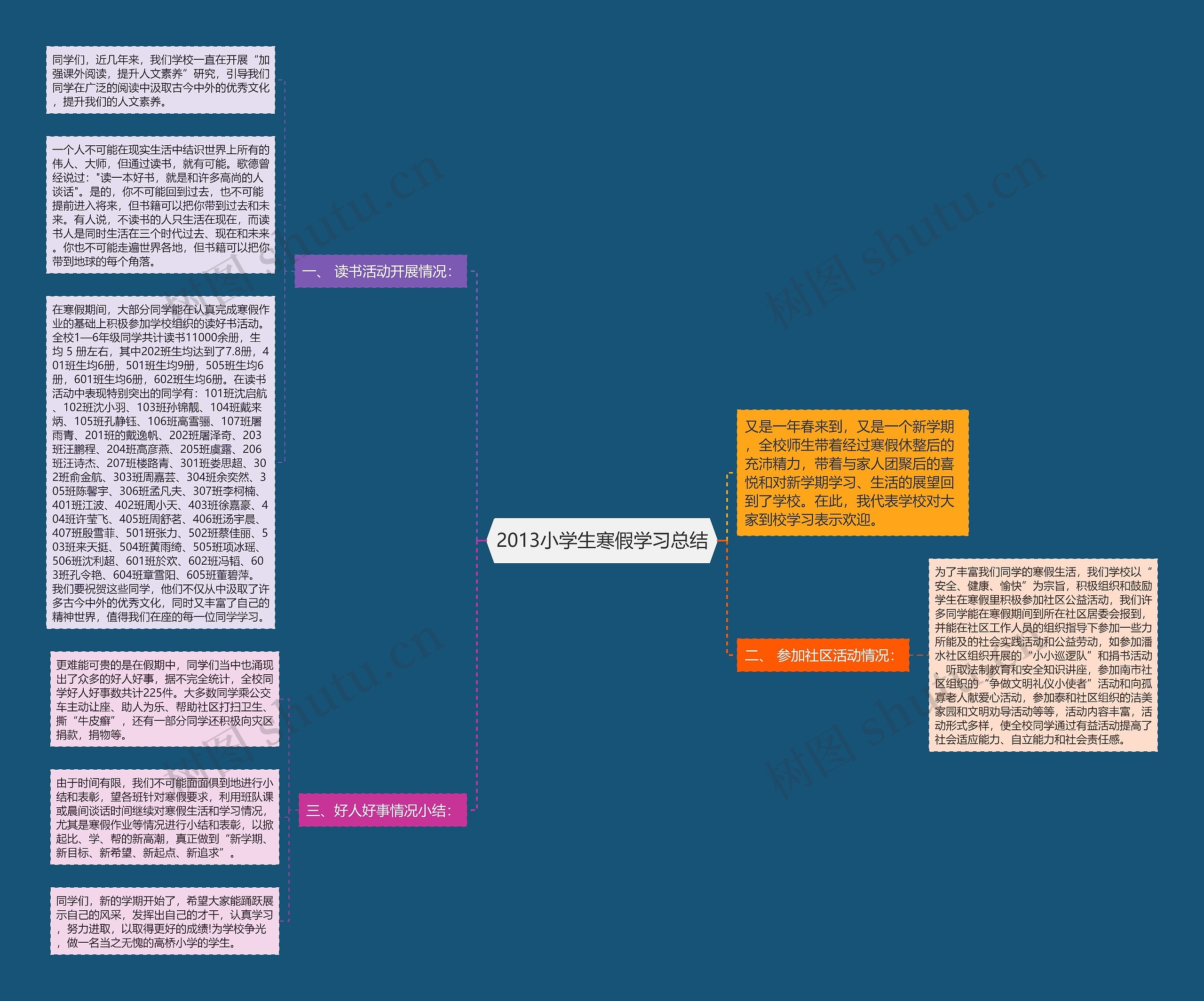 2013小学生寒假学习总结思维导图