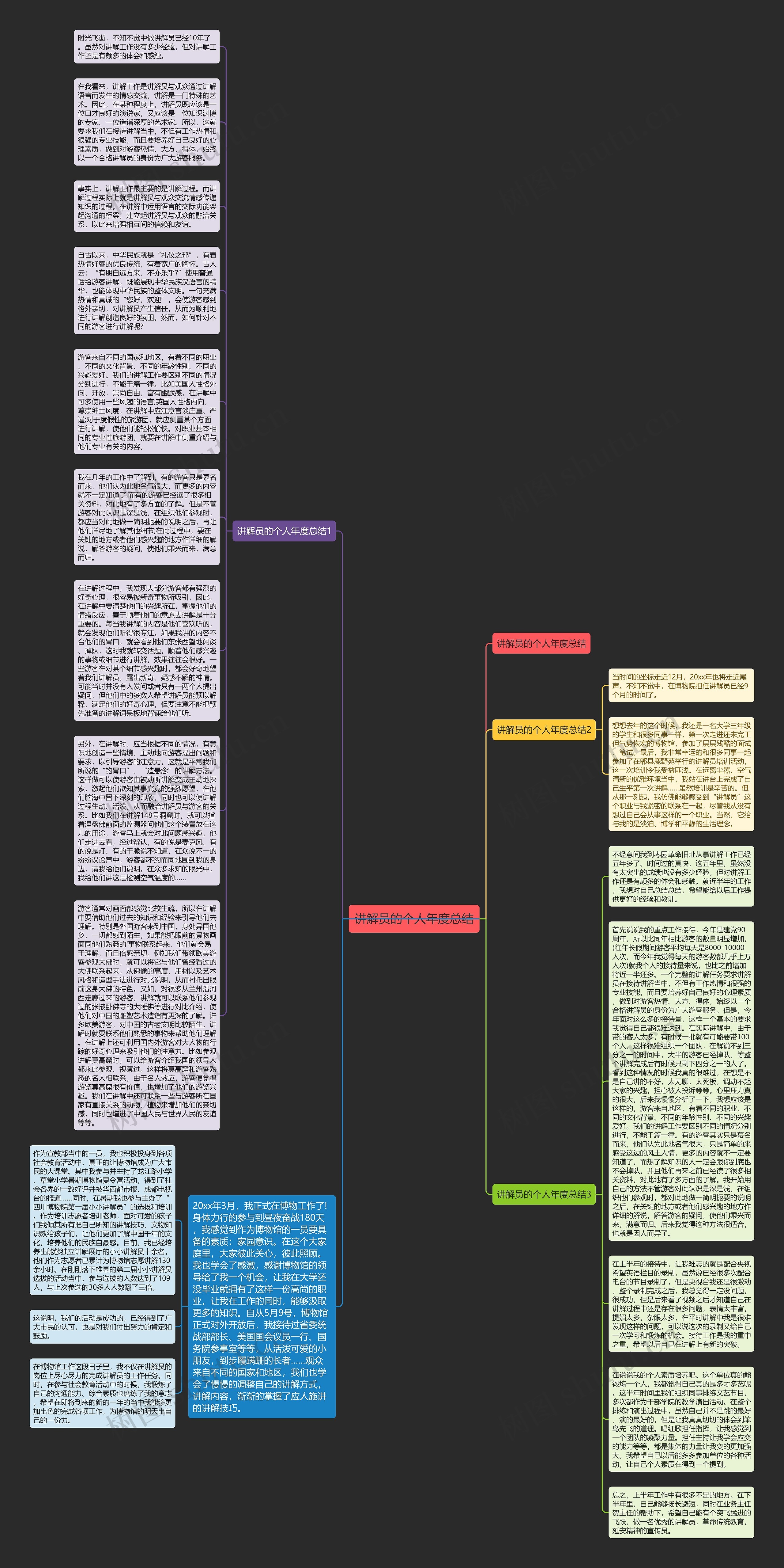 讲解员的个人年度总结思维导图