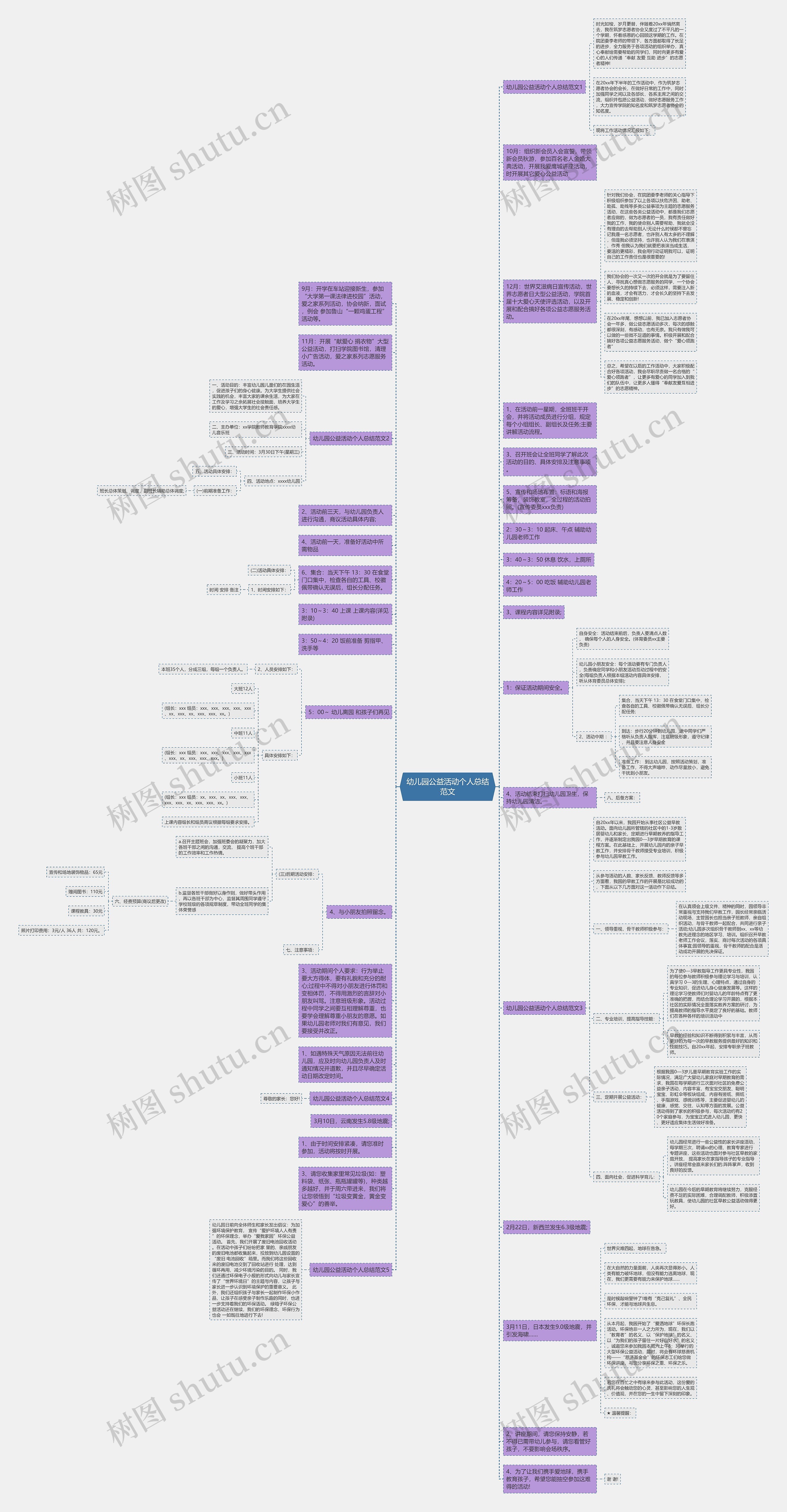 幼儿园公益活动个人总结范文思维导图