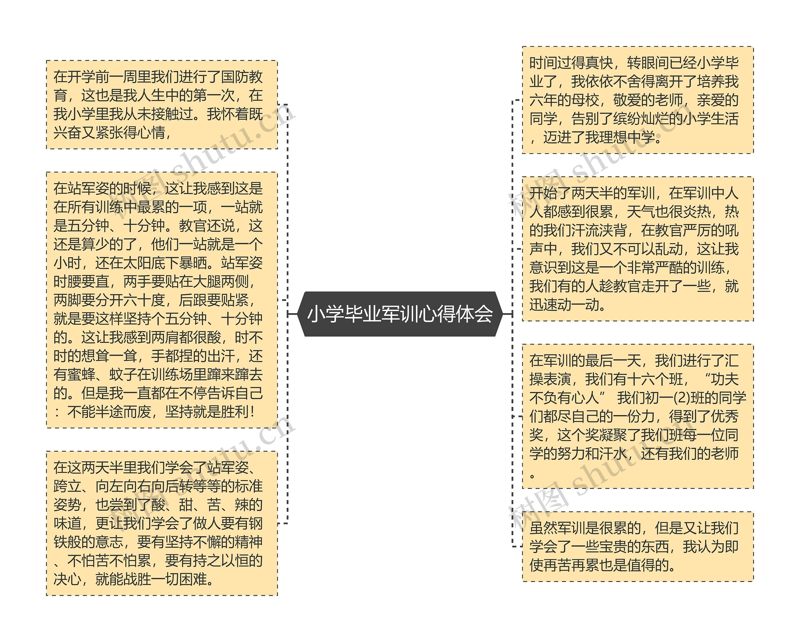 小学毕业军训心得体会思维导图