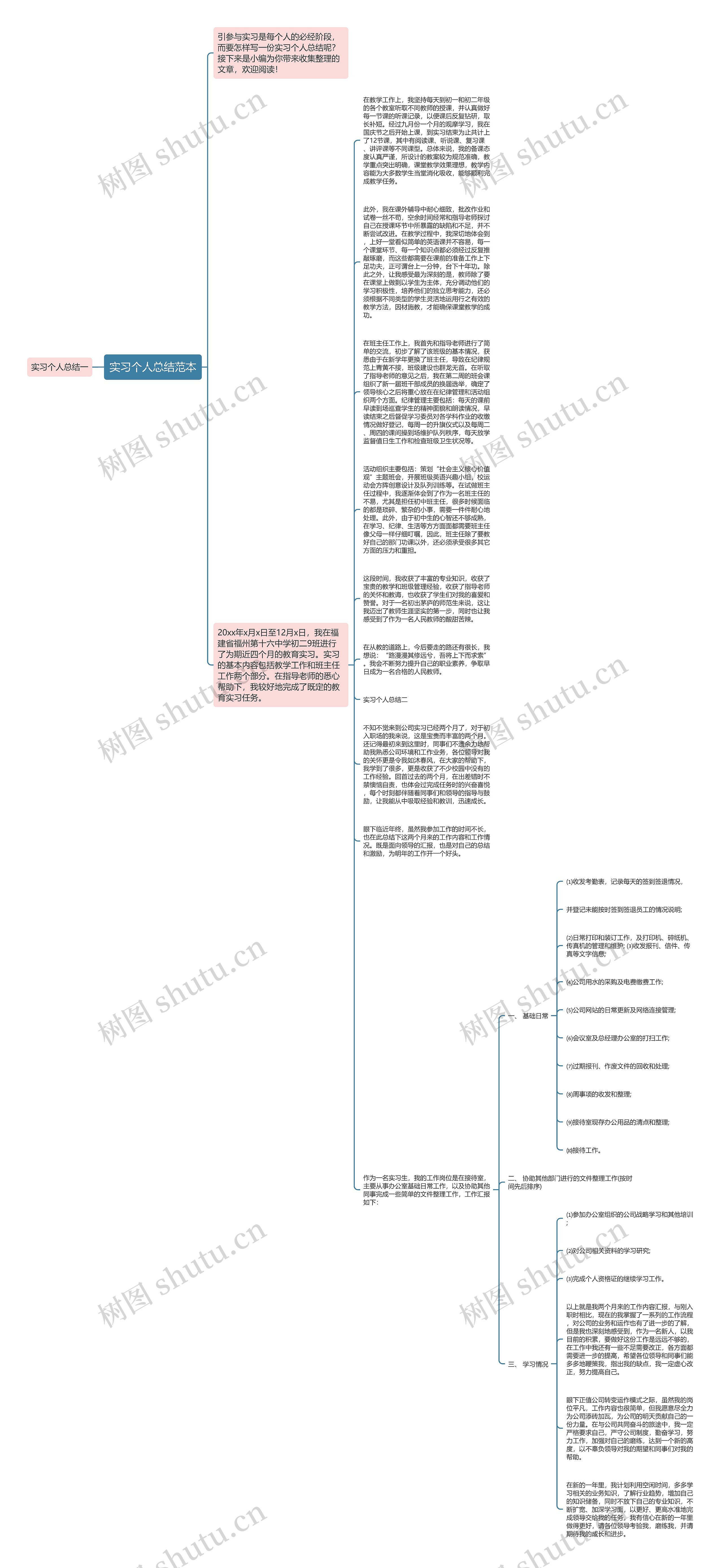 实习个人总结范本思维导图