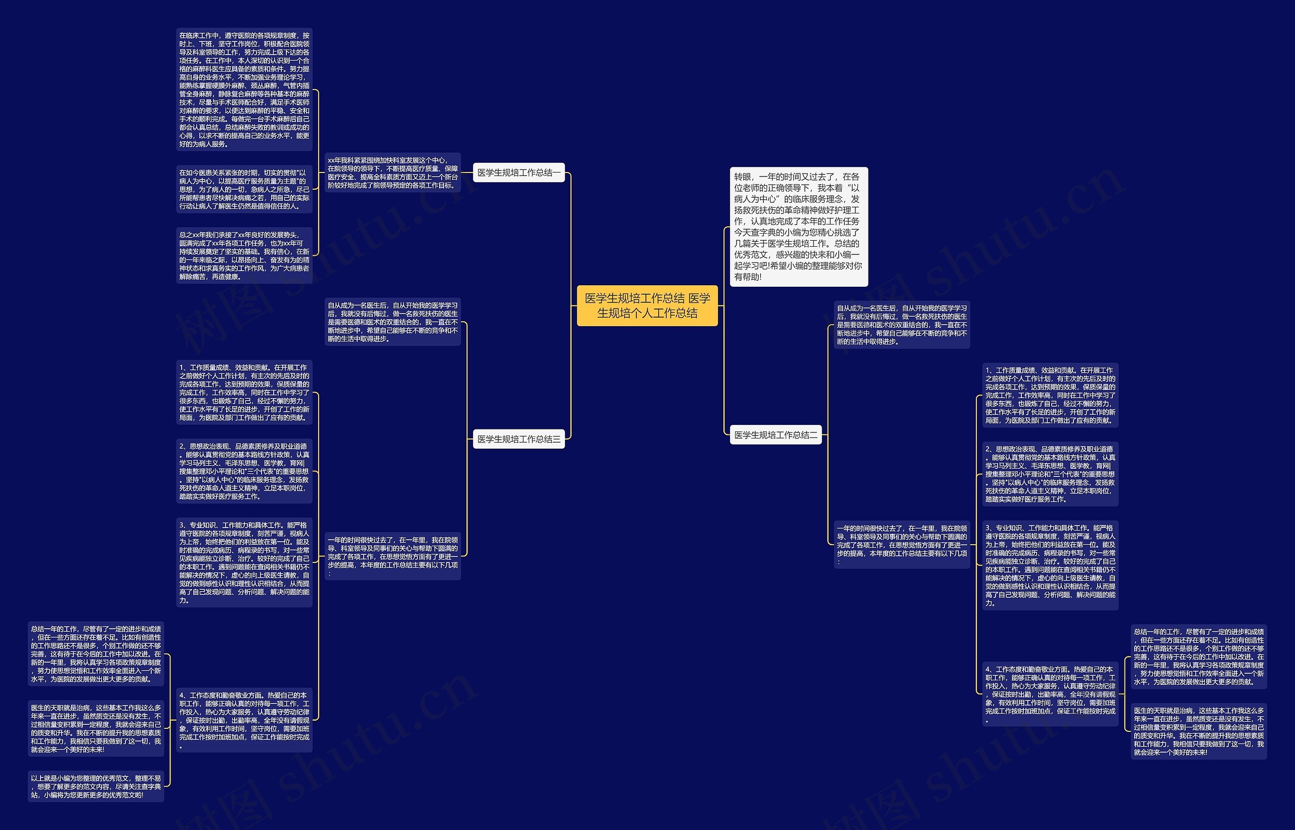 医学生规培工作总结 医学生规培个人工作总结思维导图