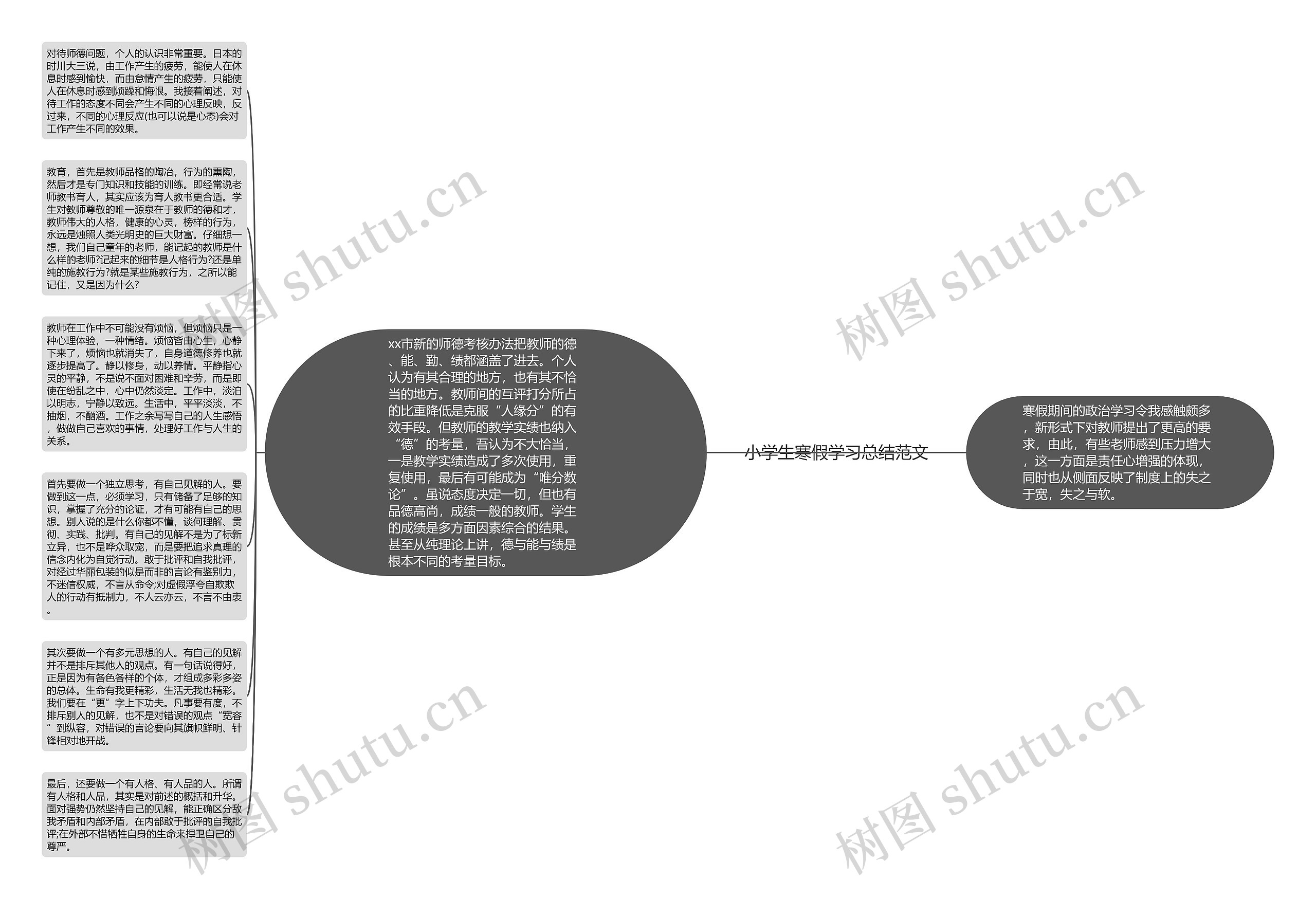 小学生寒假学习总结范文思维导图高清图 小学生寒假学习总结范文思维导图