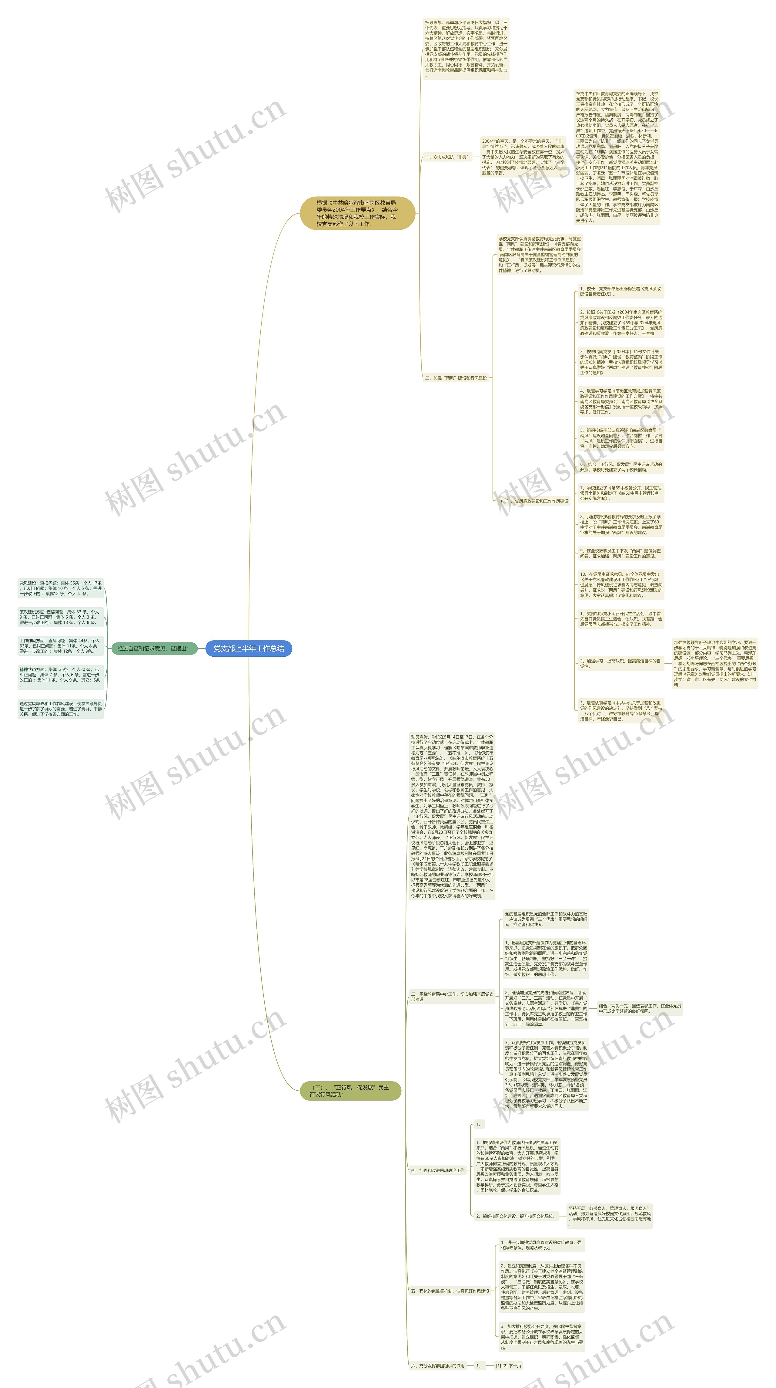 党支部上半年工作总结思维导图