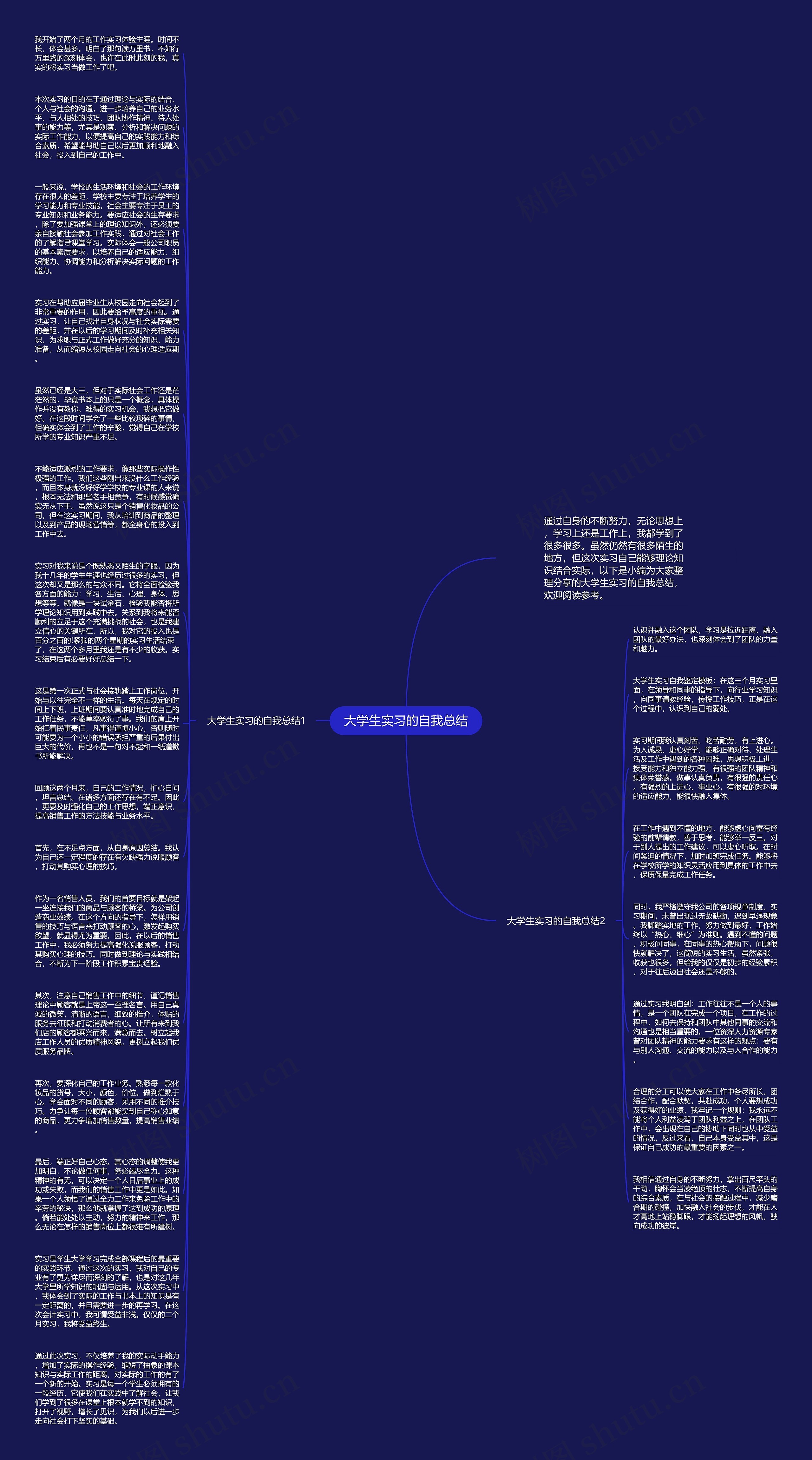 大学生实习的自我总结思维导图