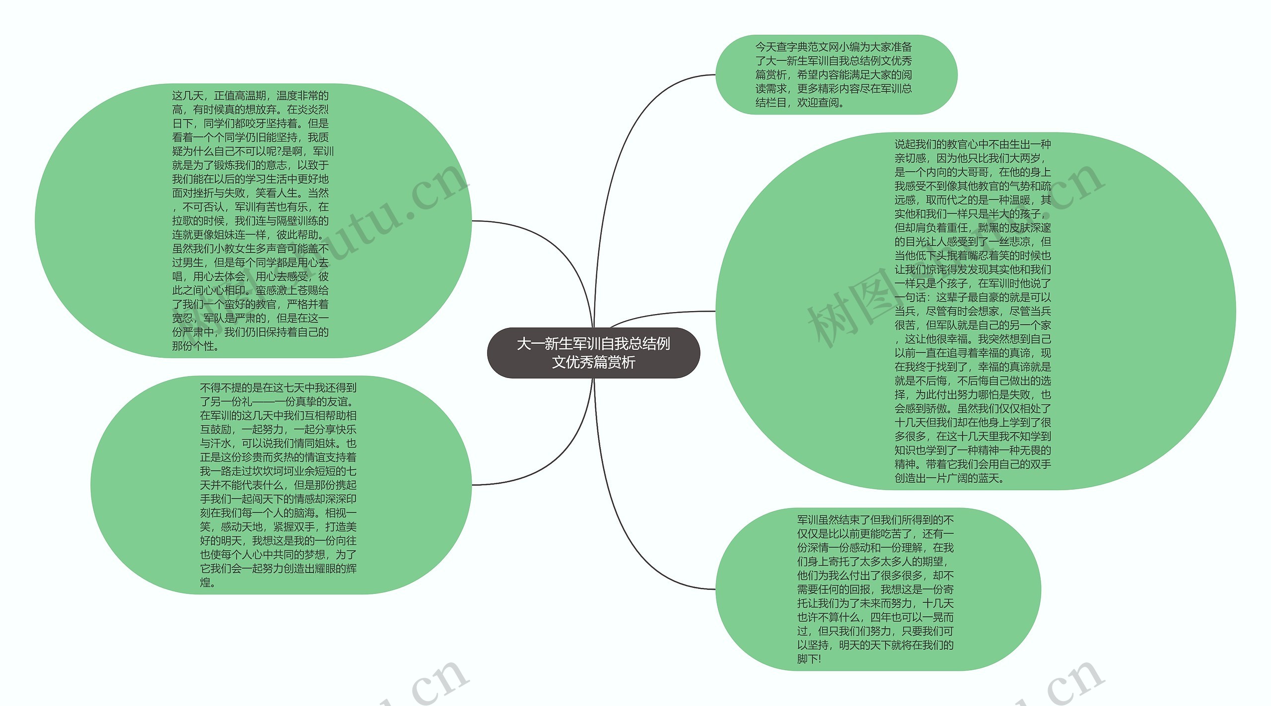 大一新生军训自我总结例文优秀篇赏析思维导图