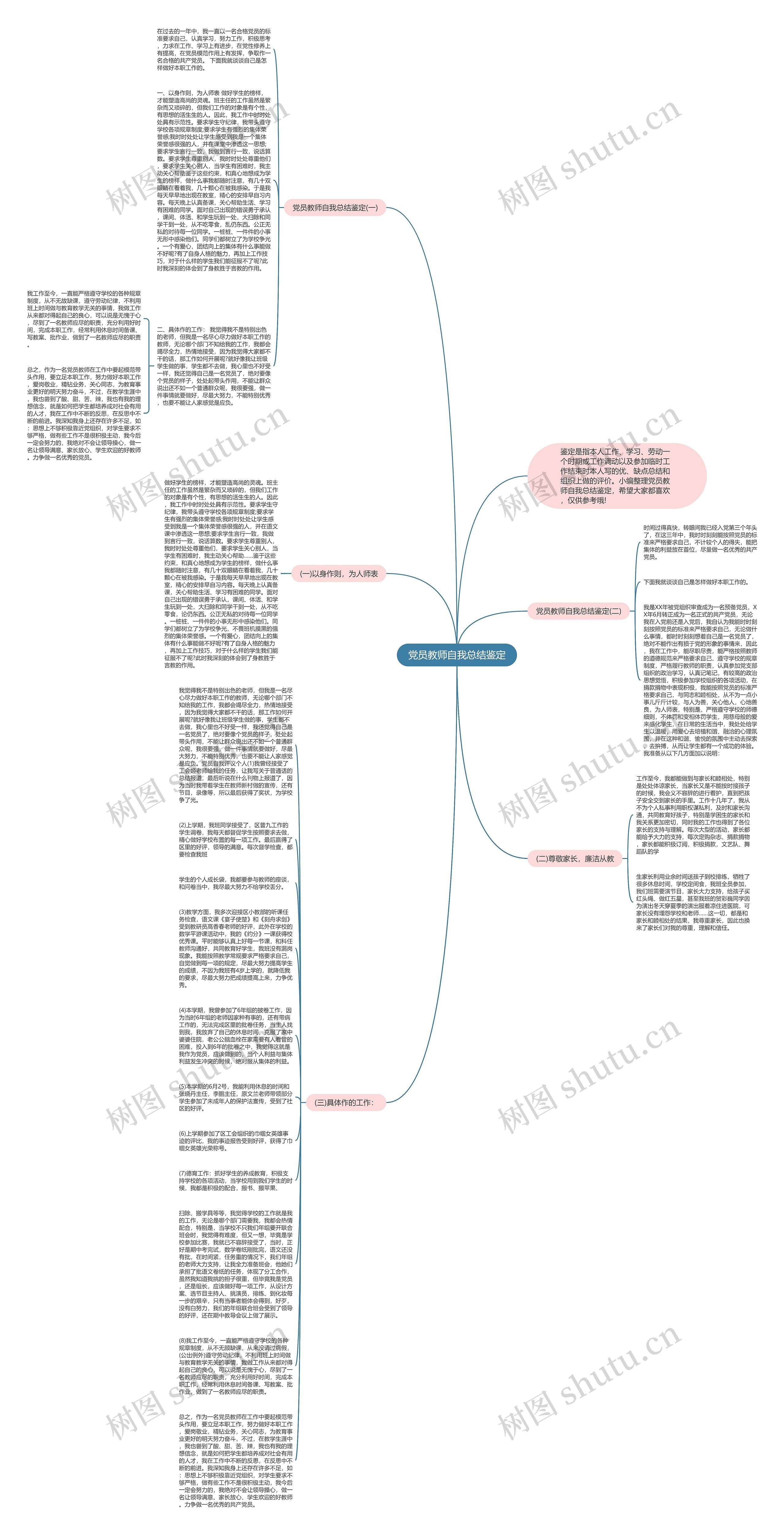 党员教师自我总结鉴定思维导图