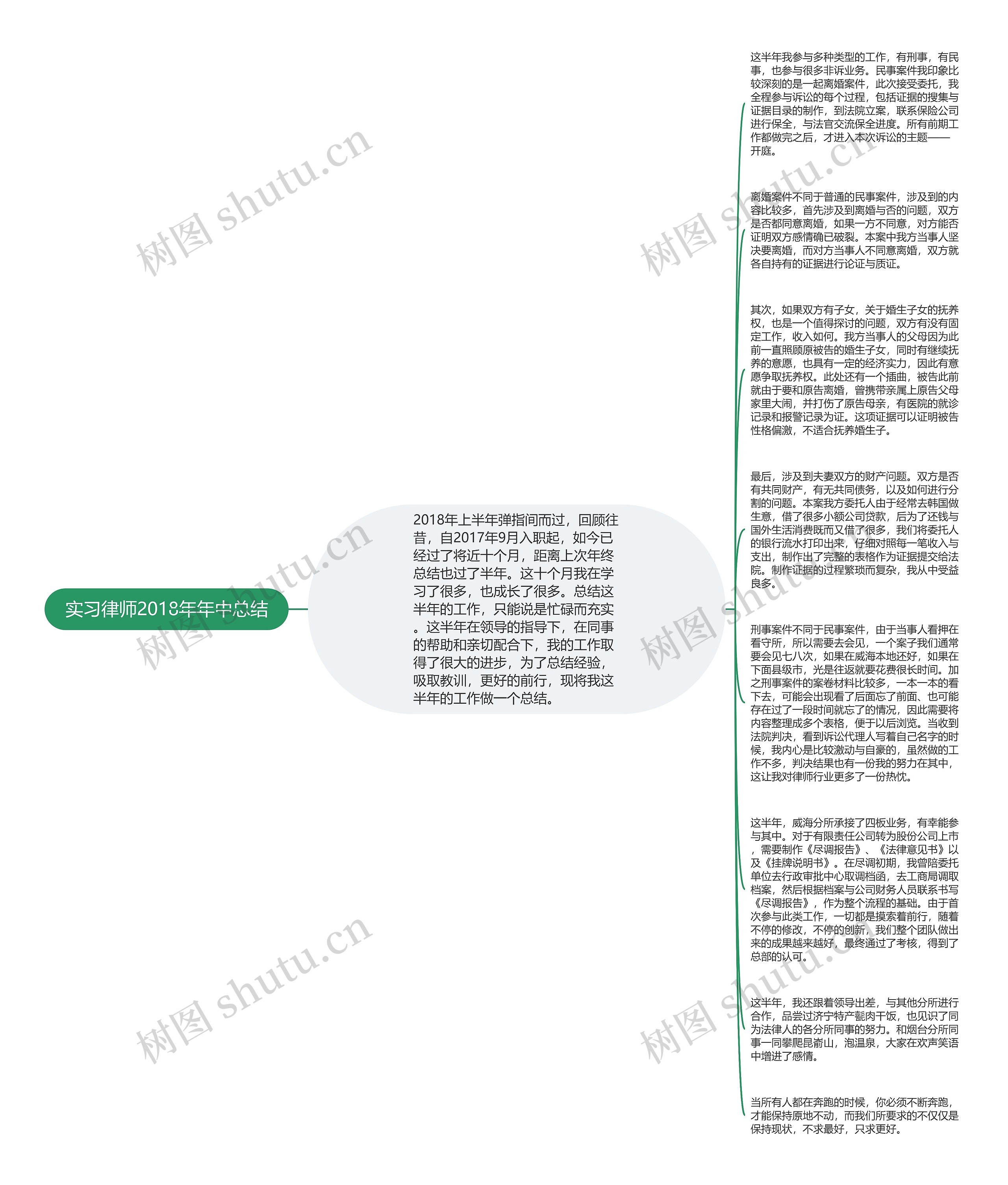 实习律师2018年年中总结思维导图