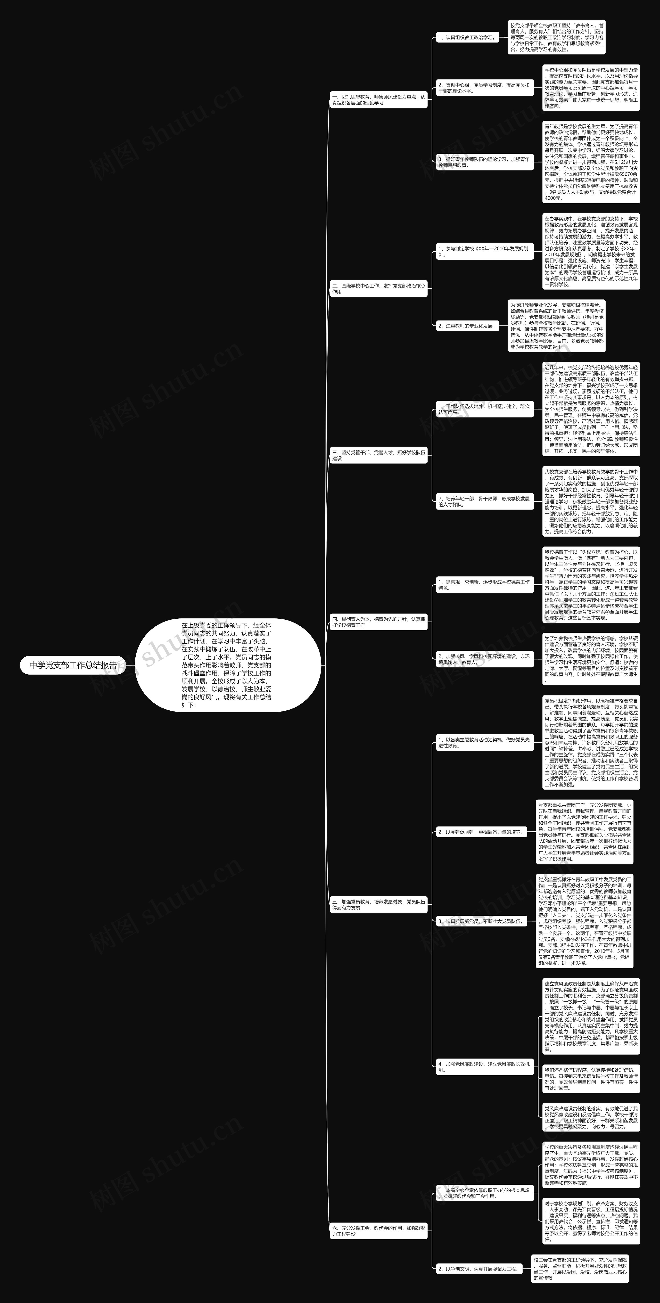 中学党支部工作总结报告思维导图