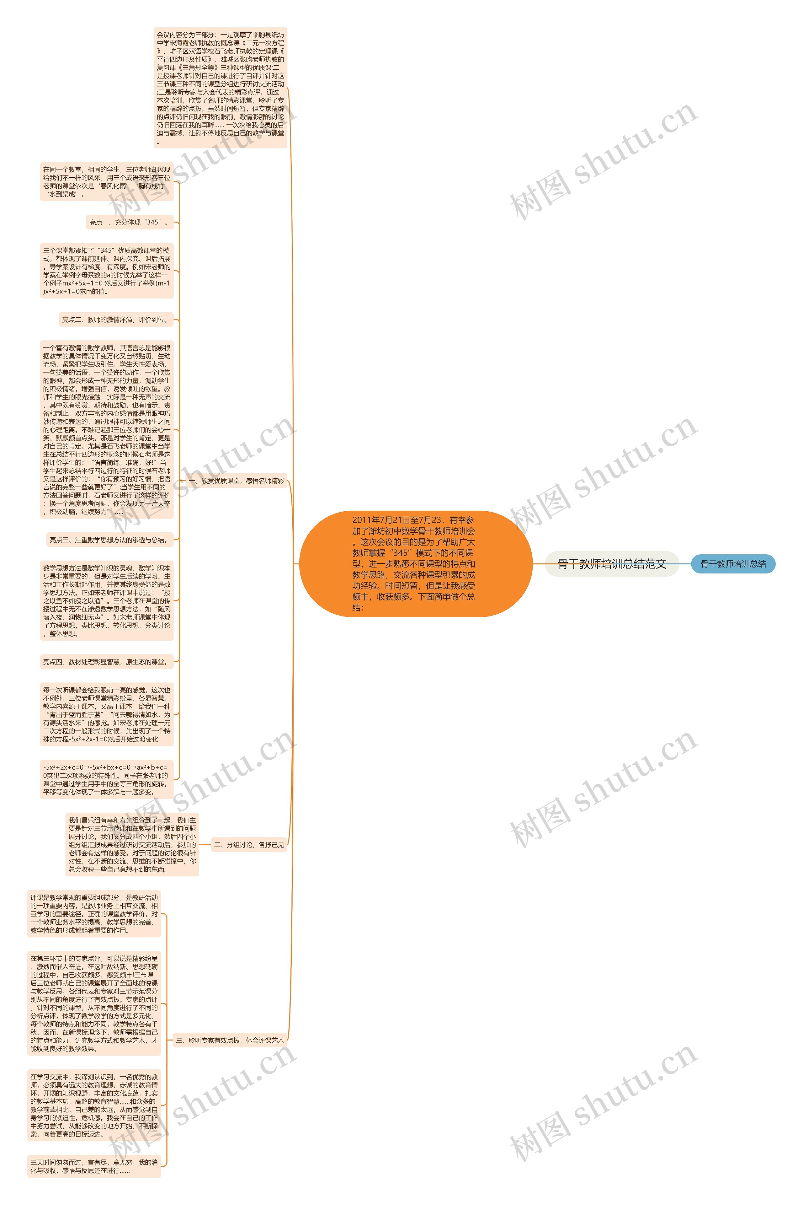 骨干教师培训总结范文思维导图
