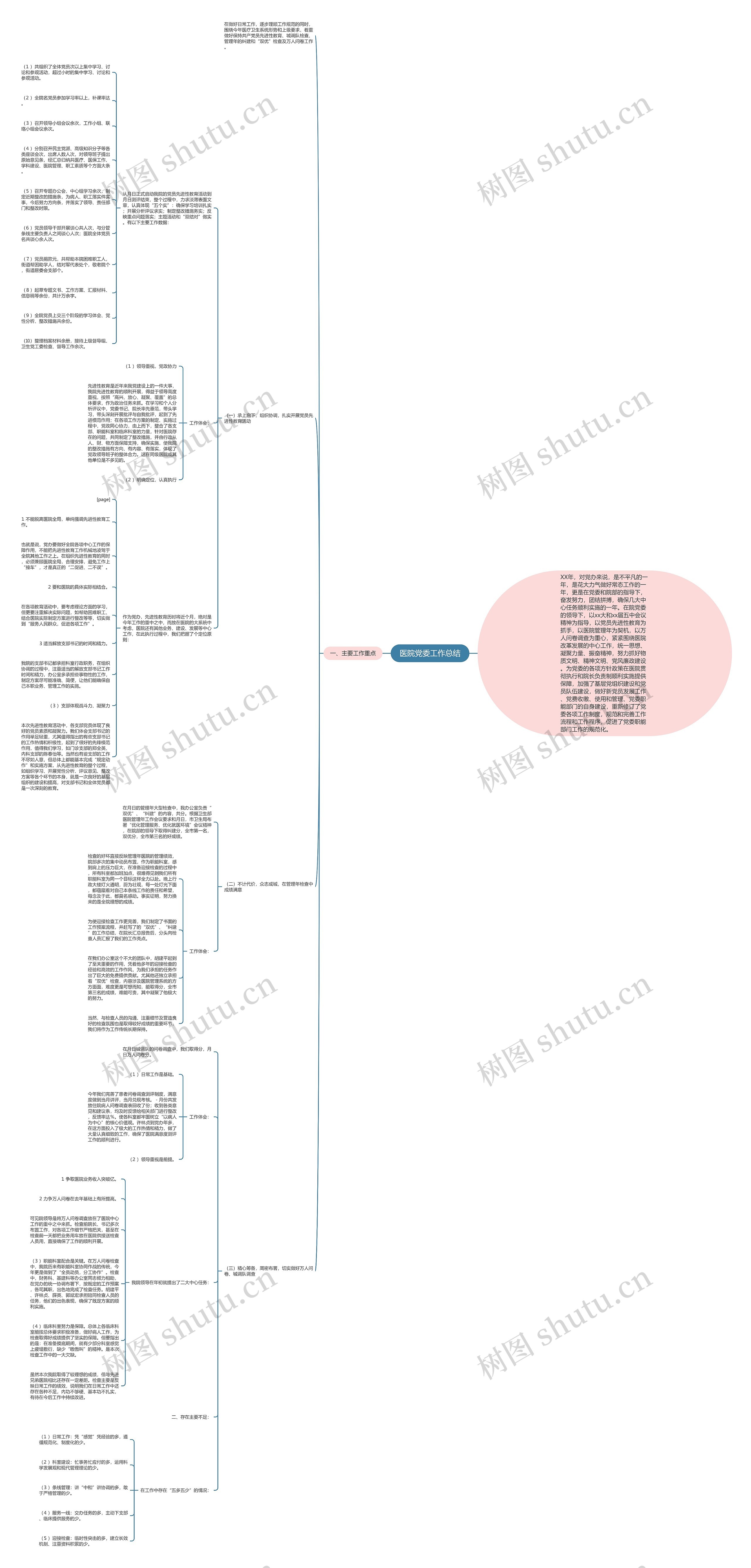 医院党委工作总结思维导图