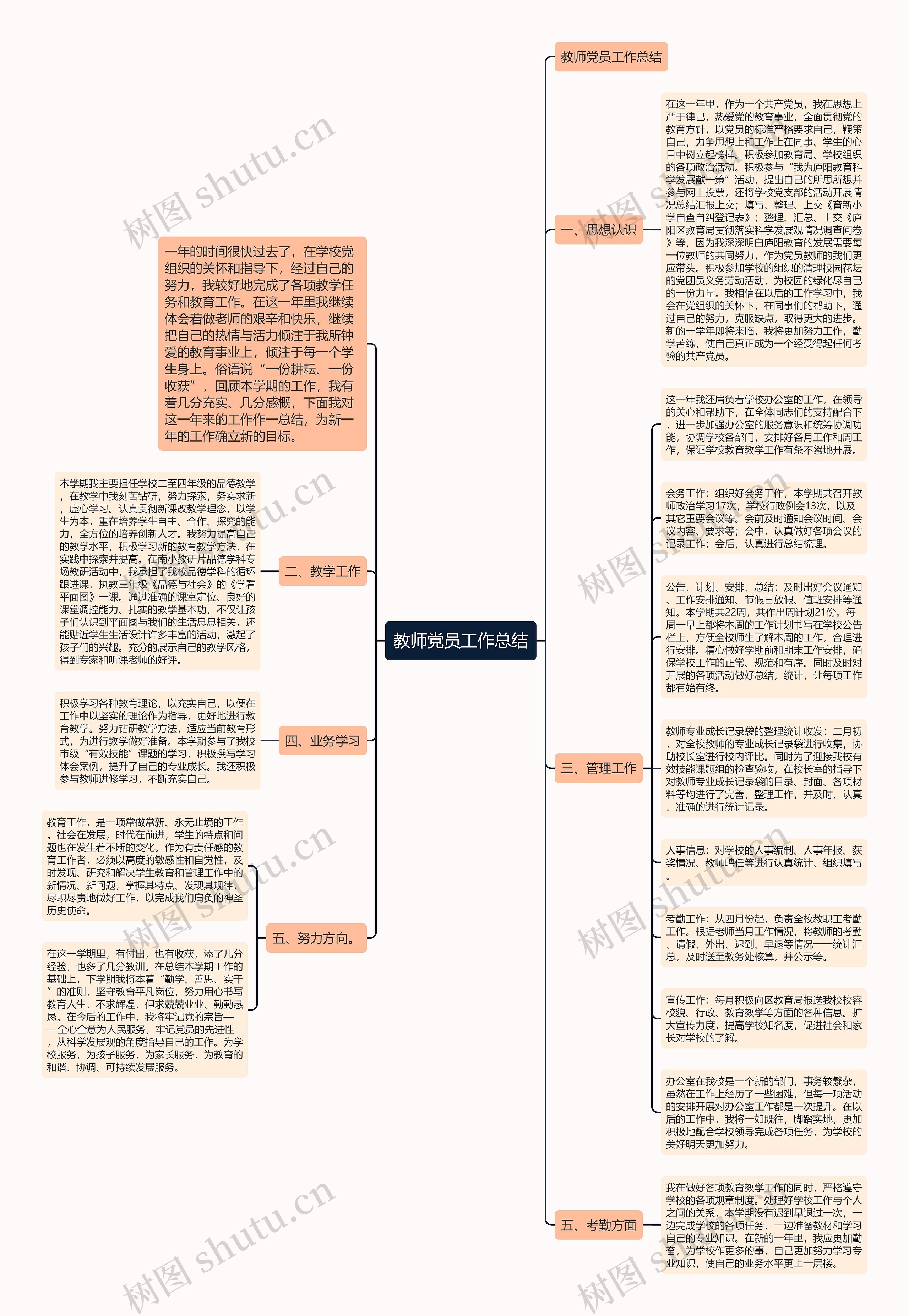 教师党员工作总结思维导图