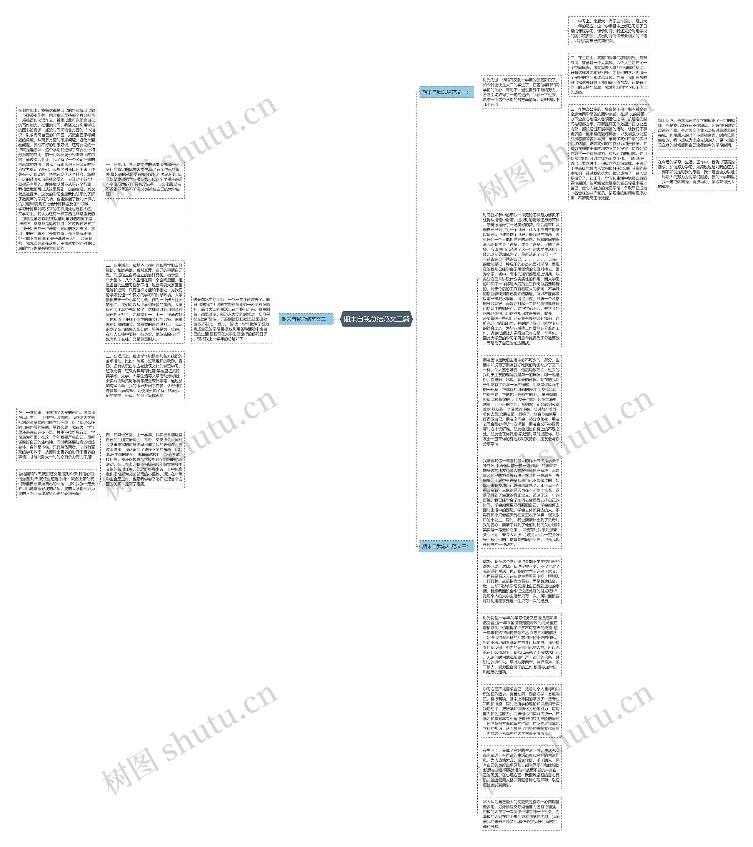 期末自我总结范文三篇思维导图