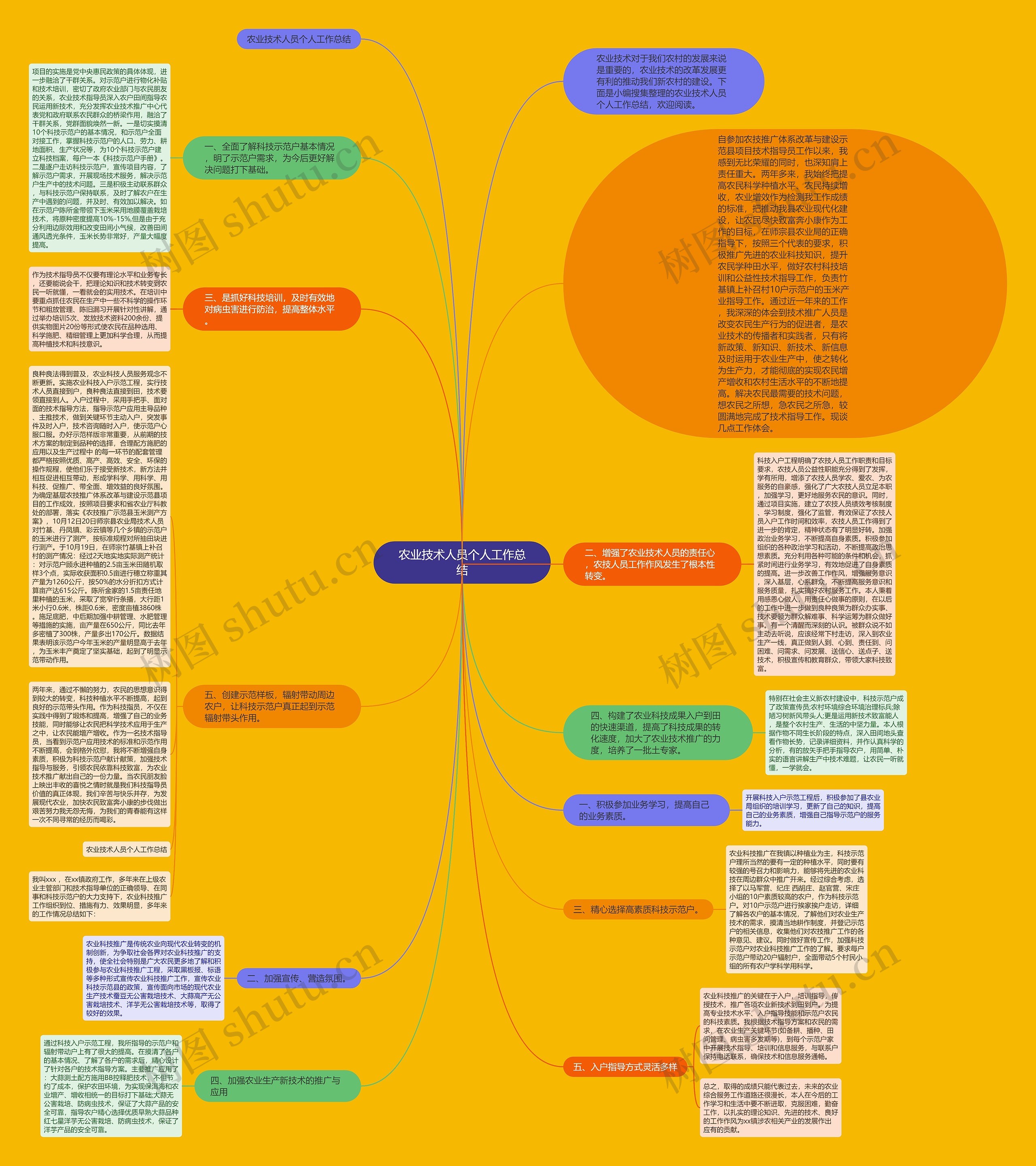 农业技术人员个人工作总结思维导图