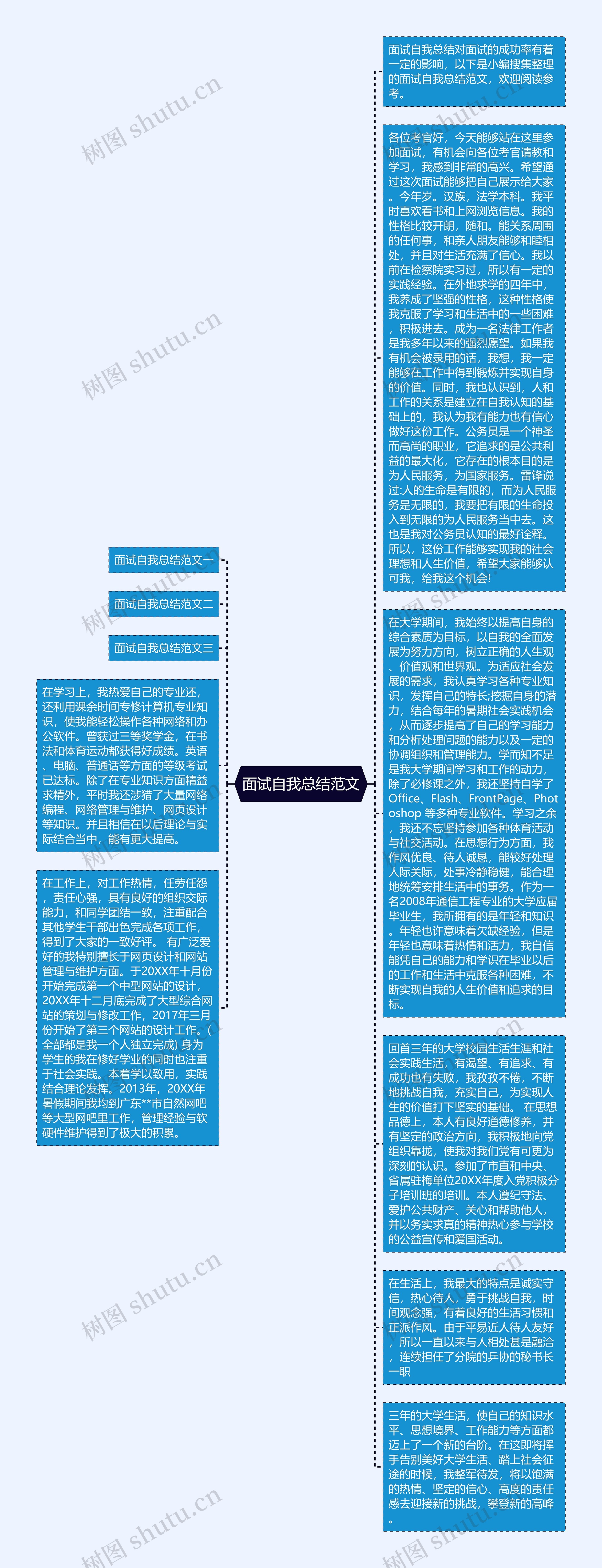 面试自我总结范文思维导图