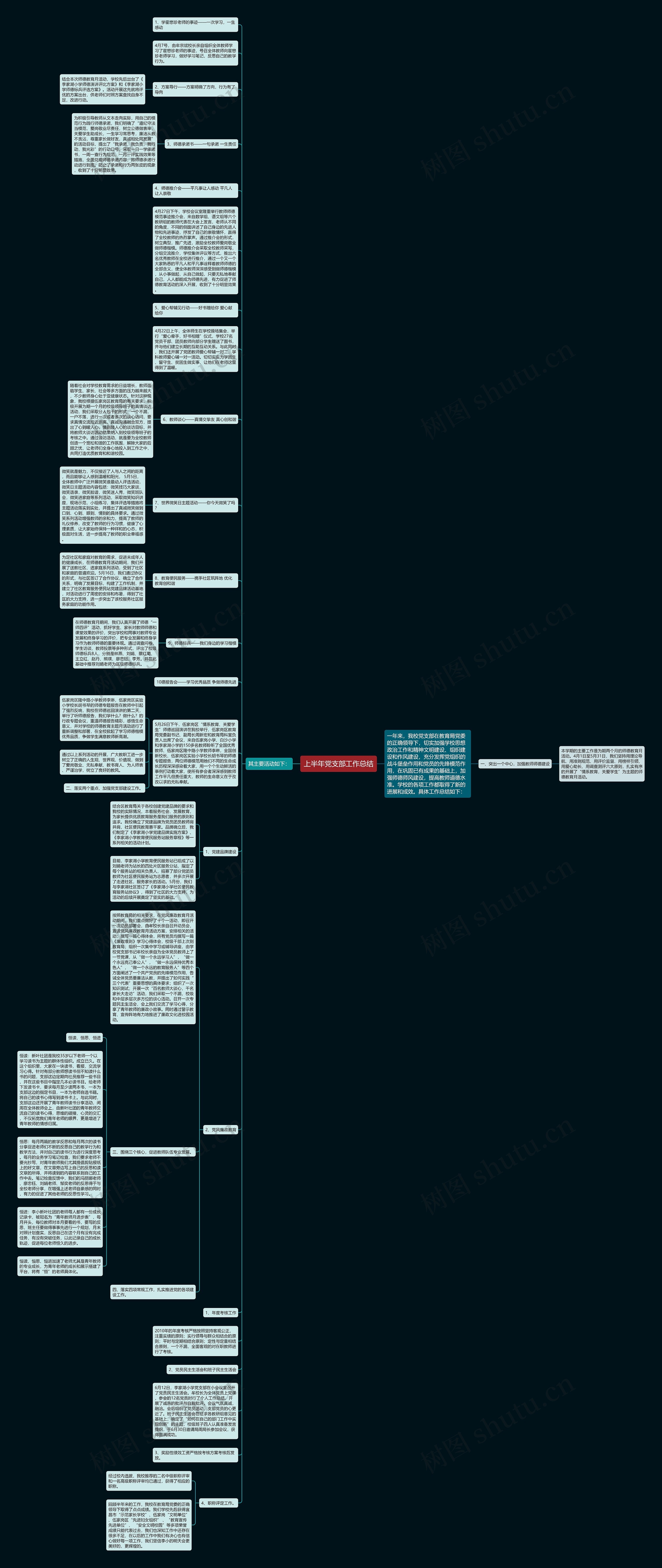上半年党支部工作总结思维导图