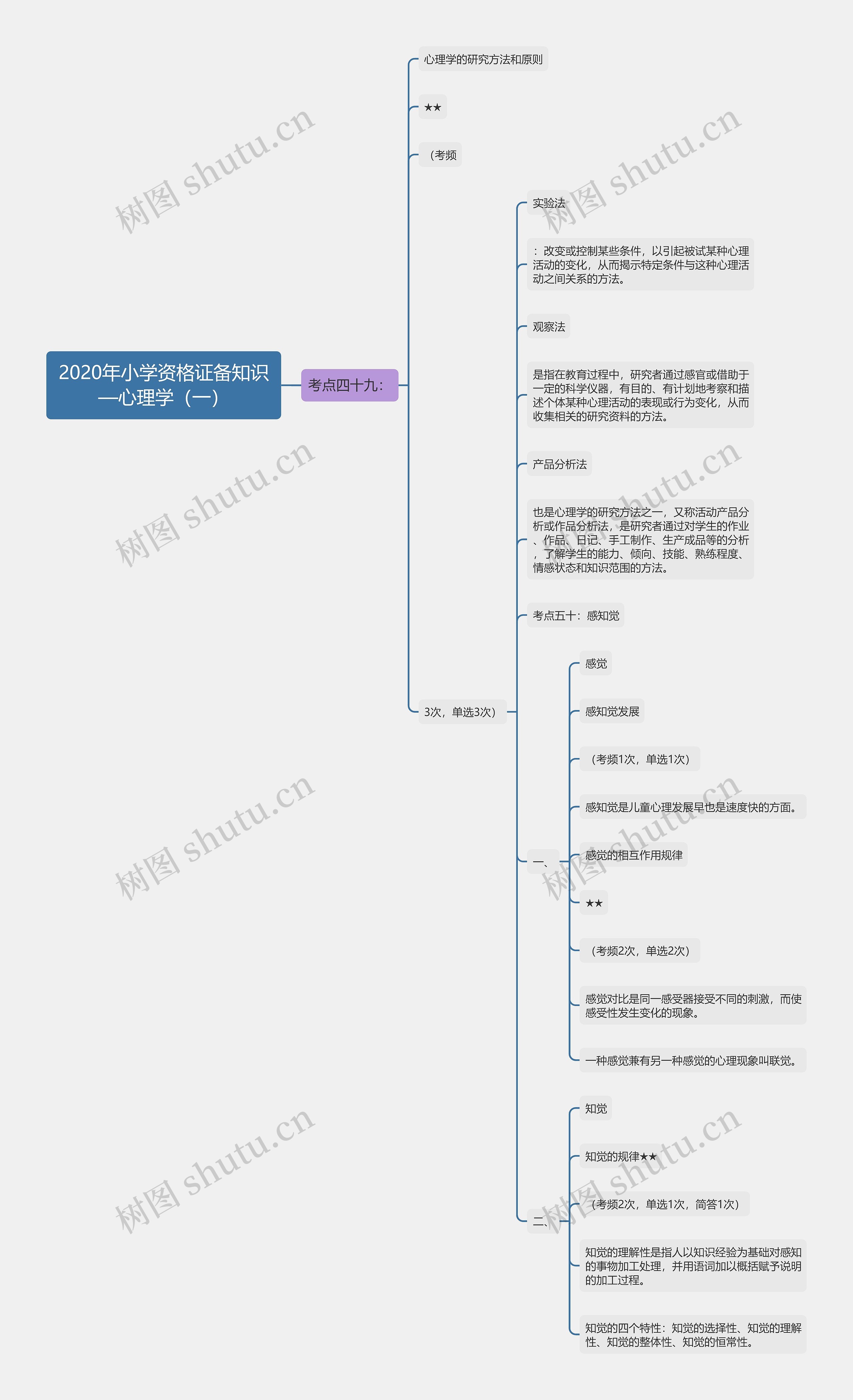 2020年小学资格证备知识—心理学（一）思维导图