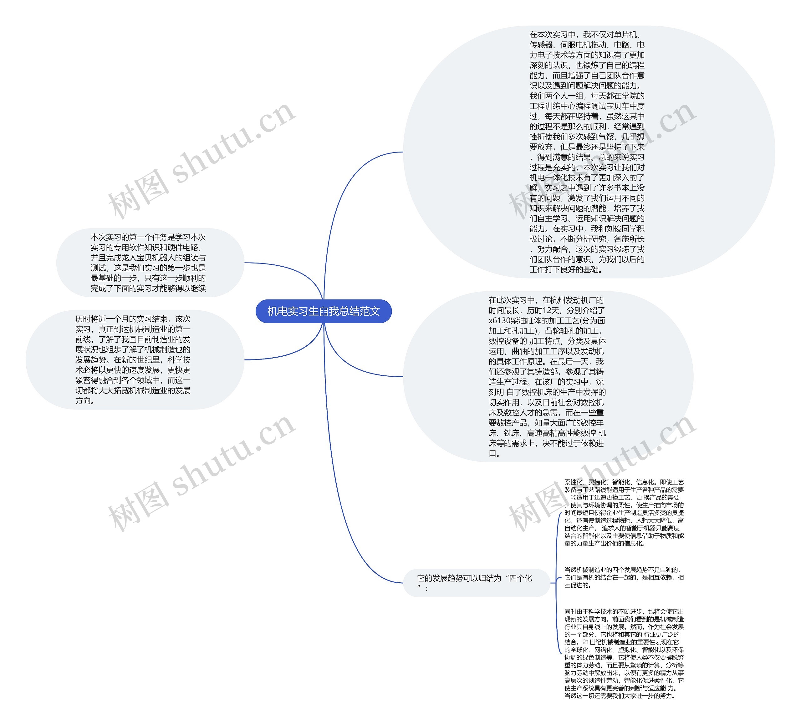 机电实习生自我总结范文思维导图