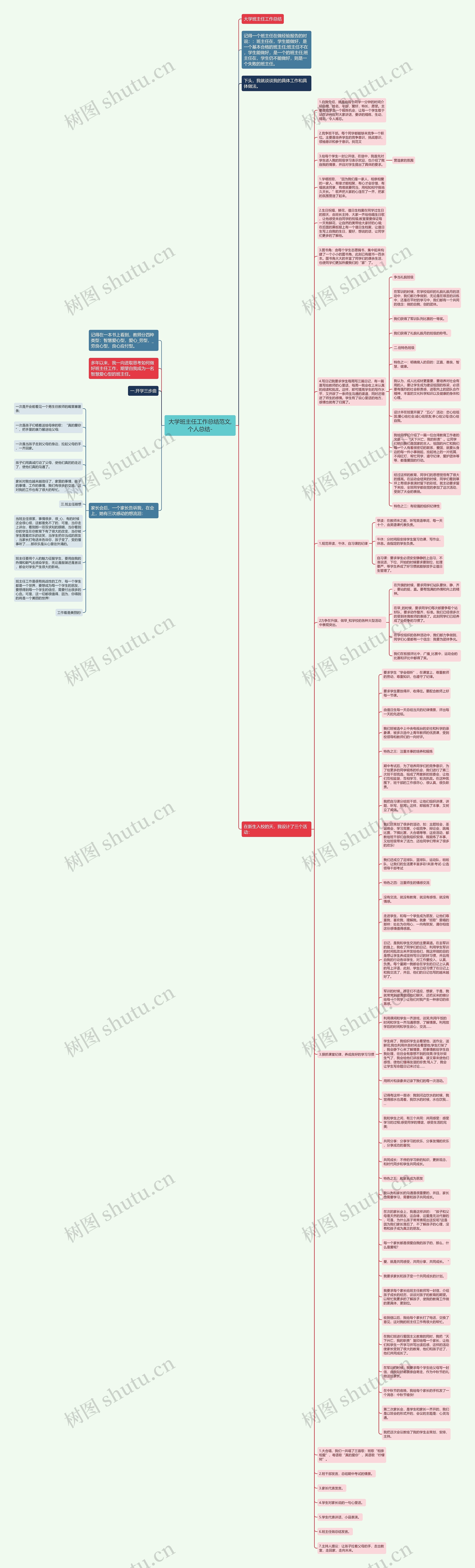 大学班主任工作总结范文,个人总结-思维导图