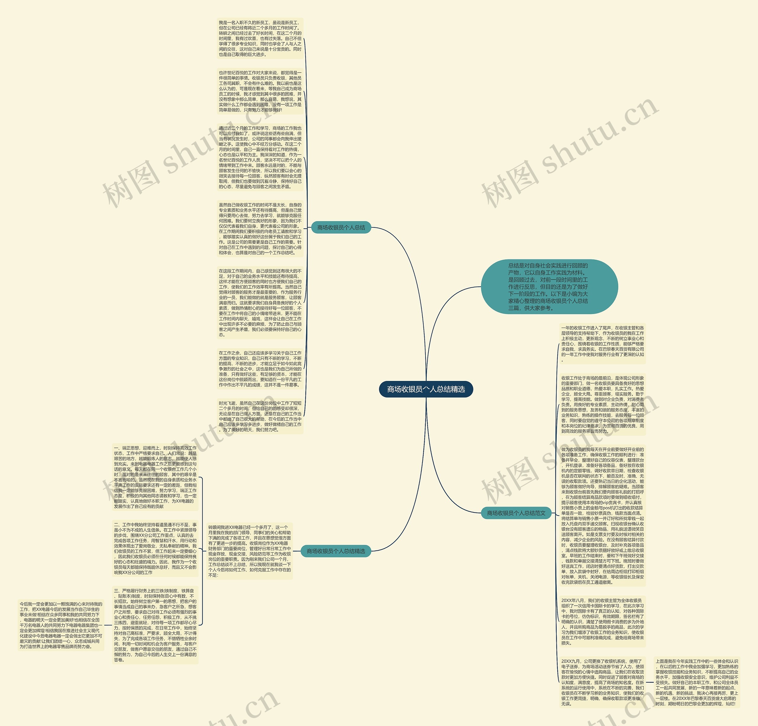商场收银员个人总结精选思维导图