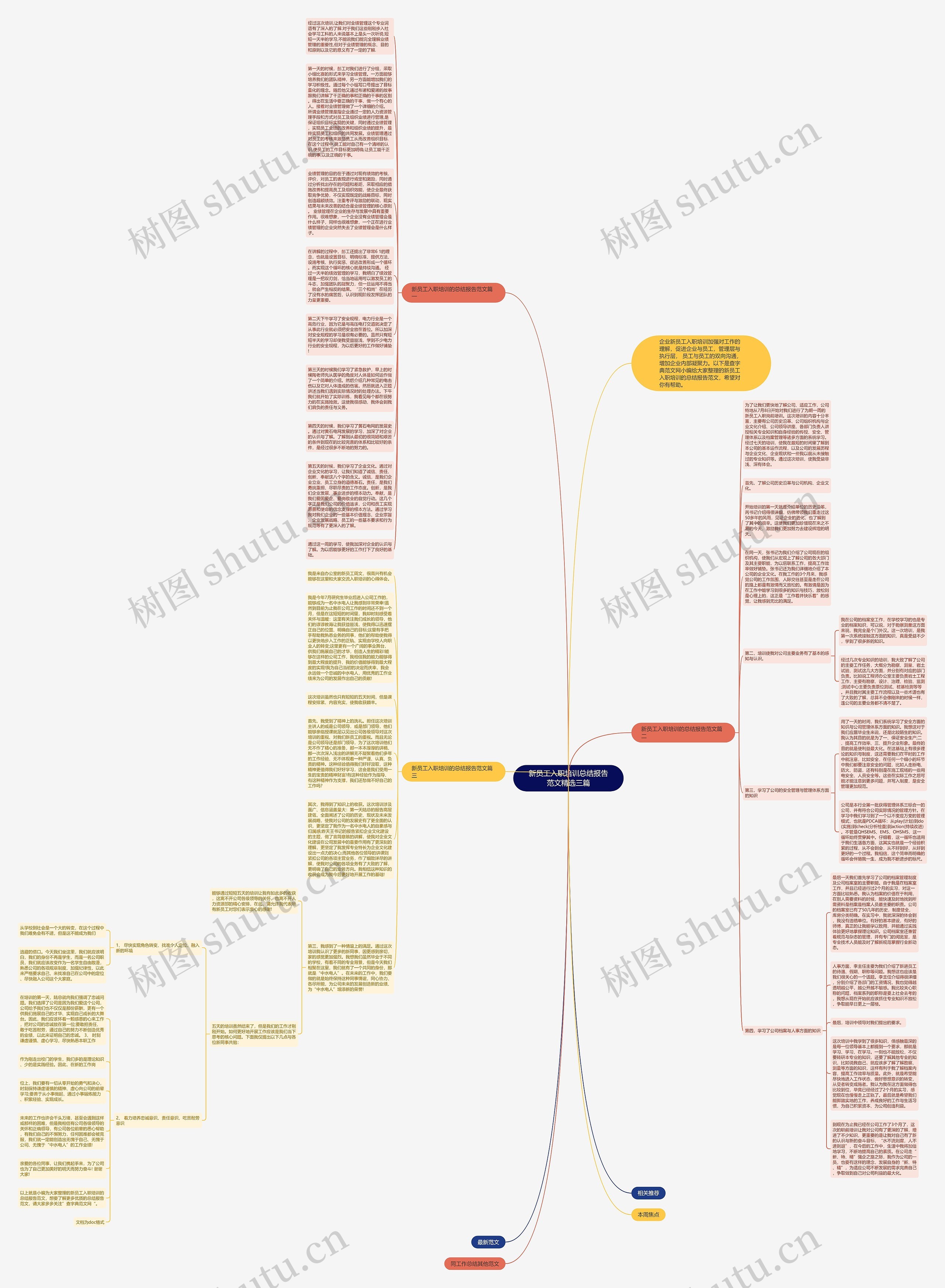 新员工入职培训总结报告范文精选三篇思维导图