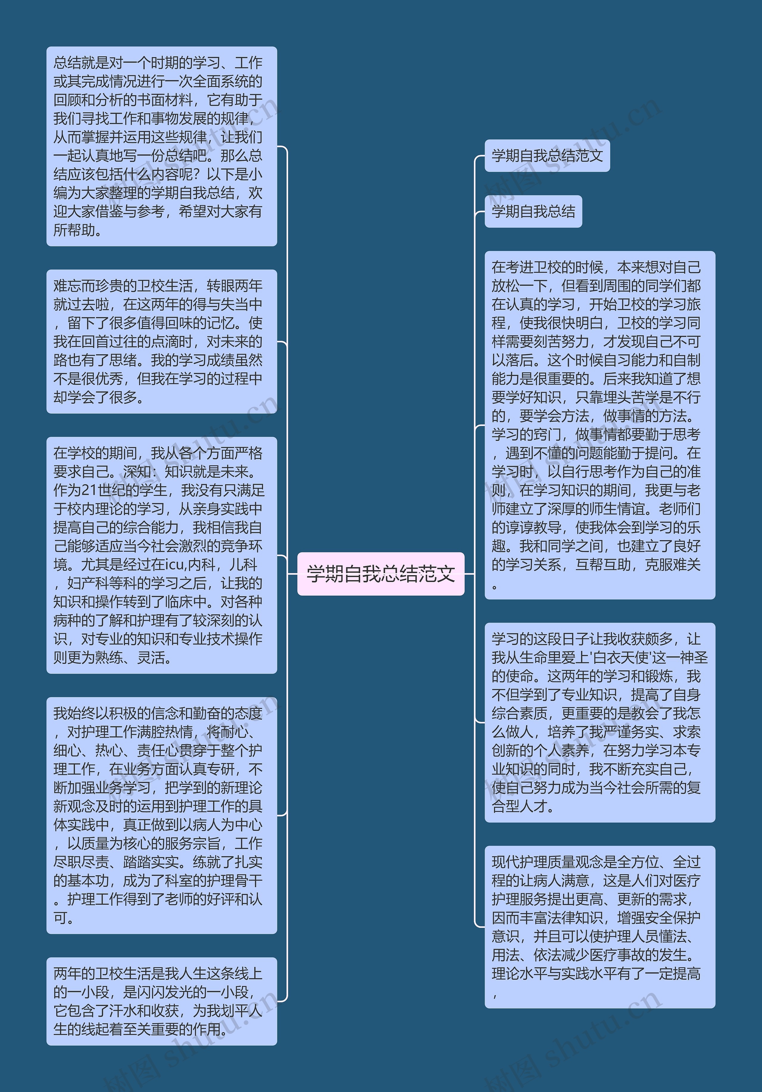 学期自我总结范文思维导图