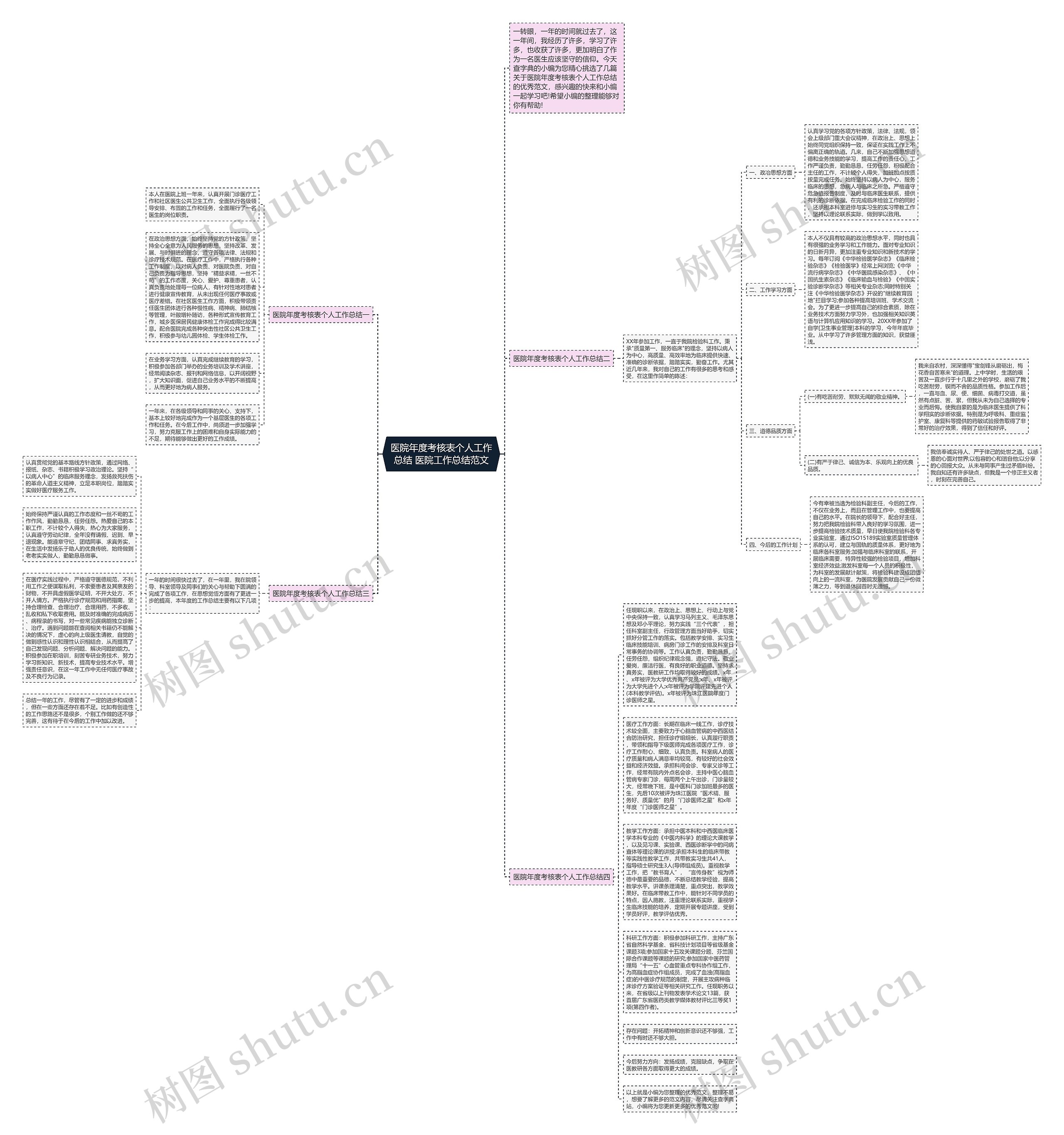 医院年度考核表个人工作总结 医院工作总结范文思维导图