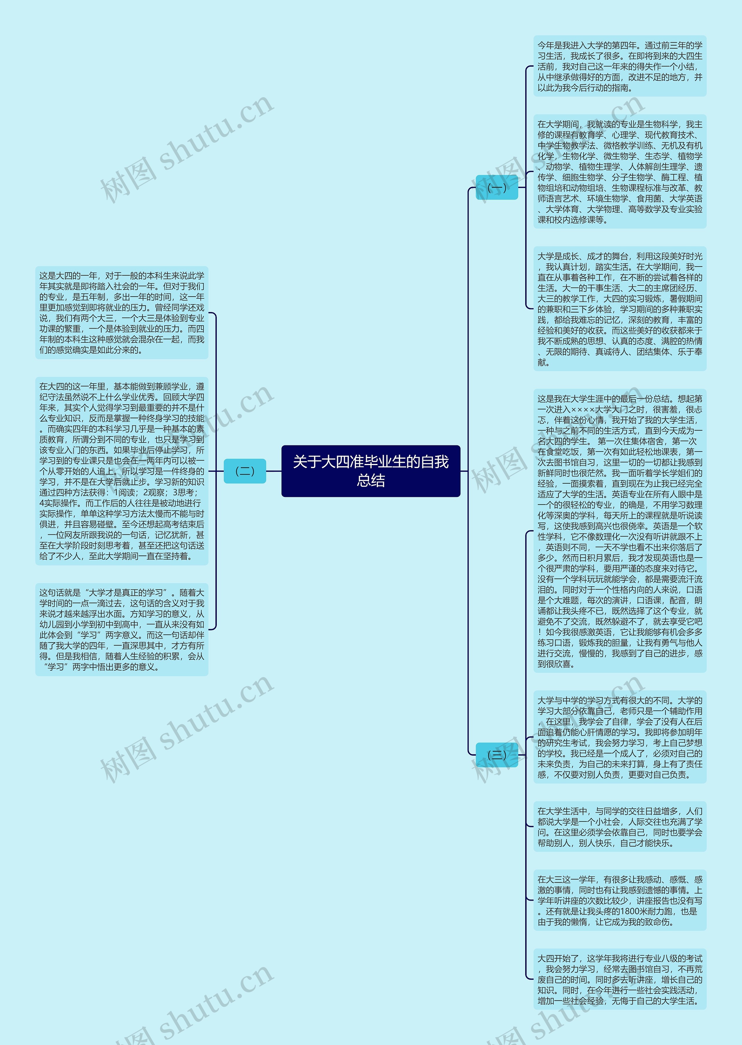 关于大四准毕业生的自我总结思维导图