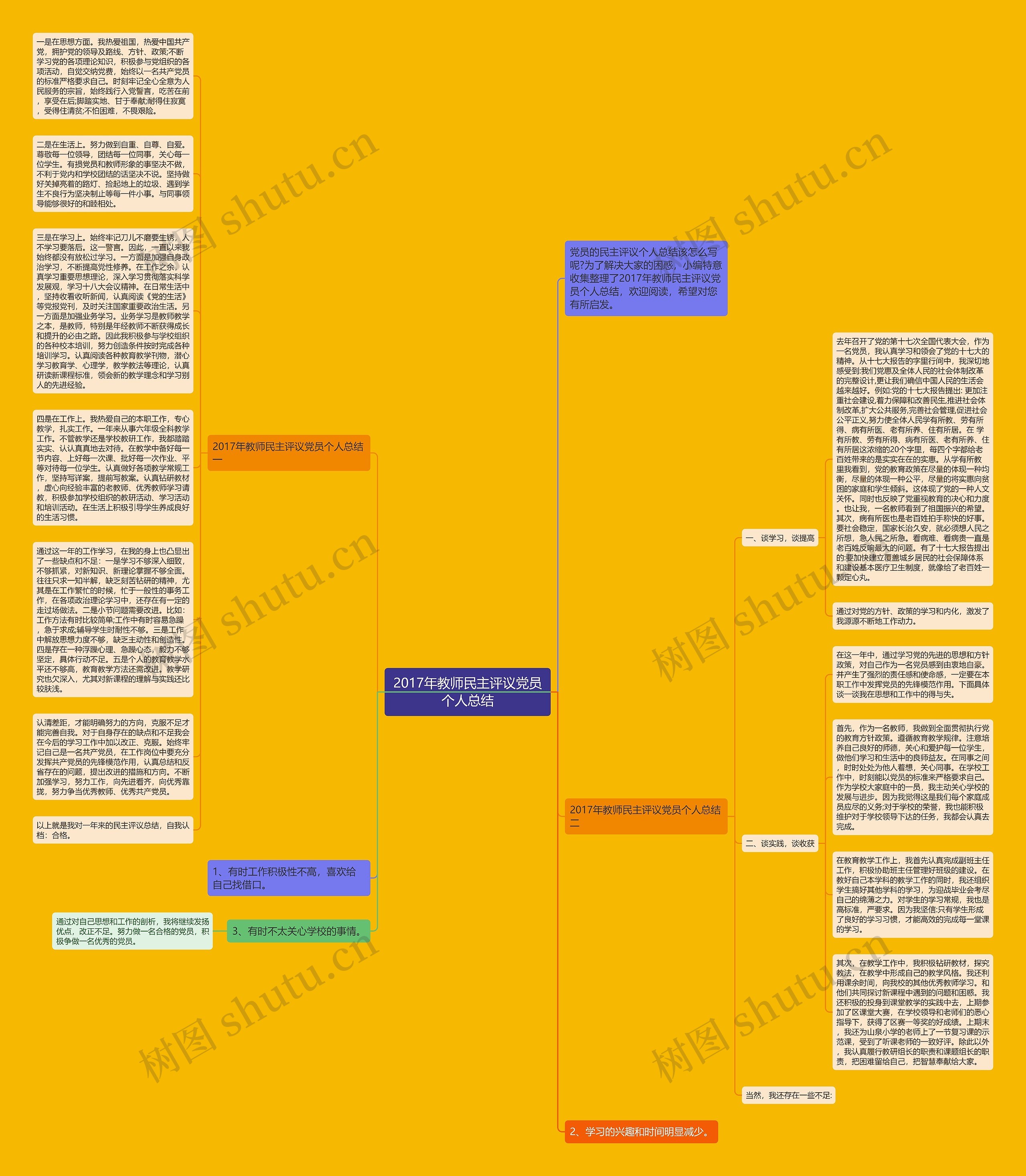 2017年教师民主评议党员个人总结思维导图