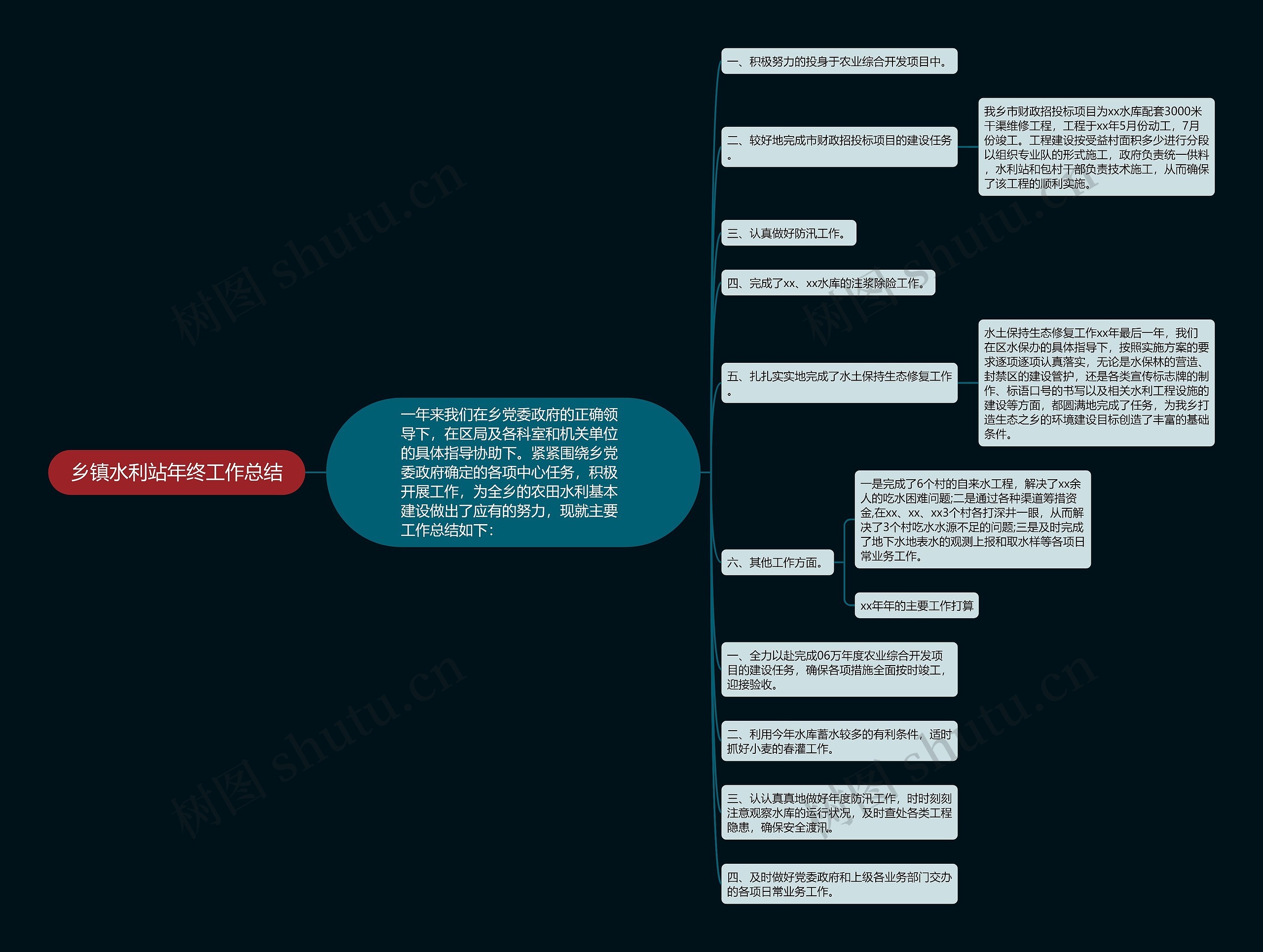 乡镇水利站年终工作总结思维导图