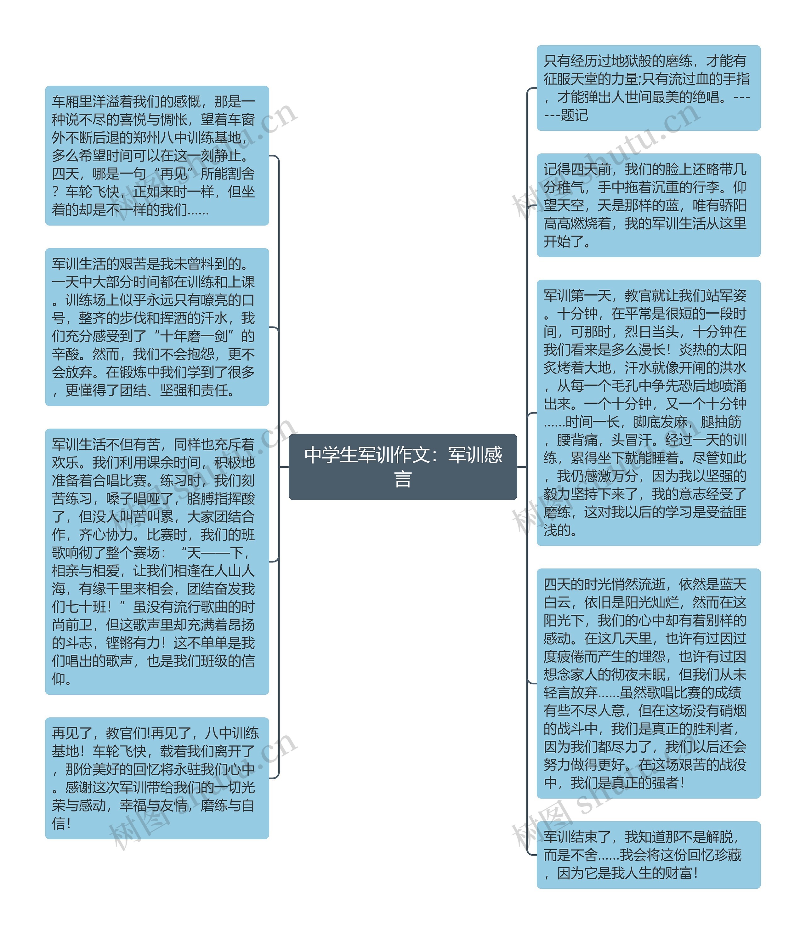 中学生军训作文：军训感言思维导图