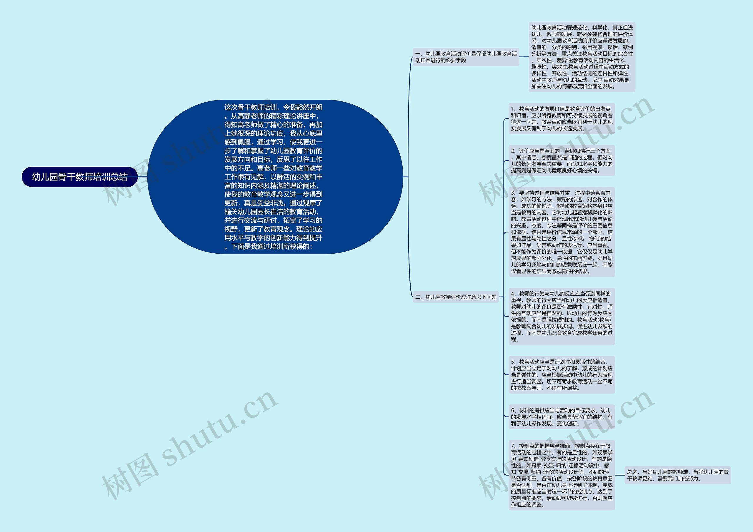 幼儿园骨干教师培训总结思维导图