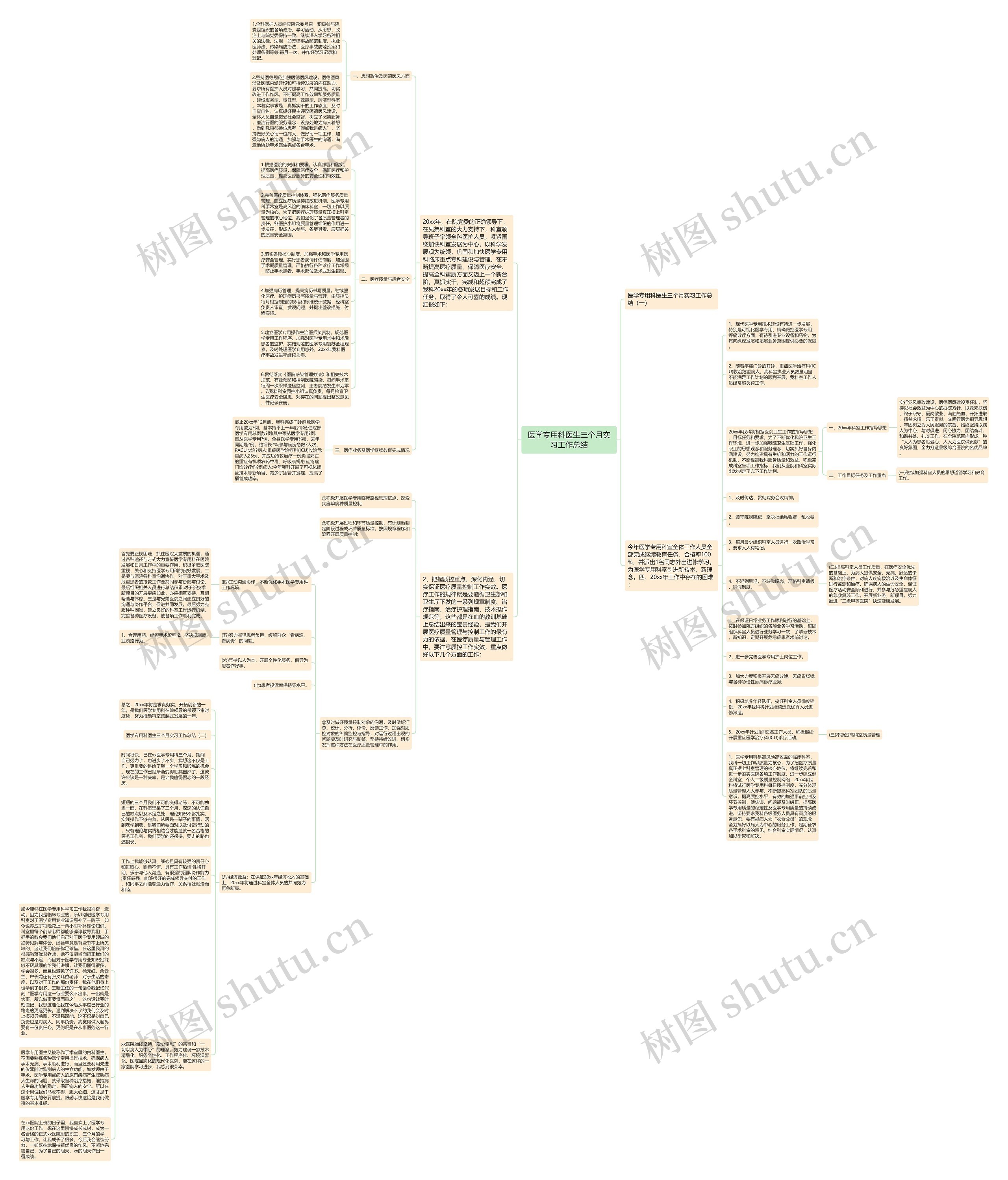 医学专用科医生三个月实习工作总结思维导图